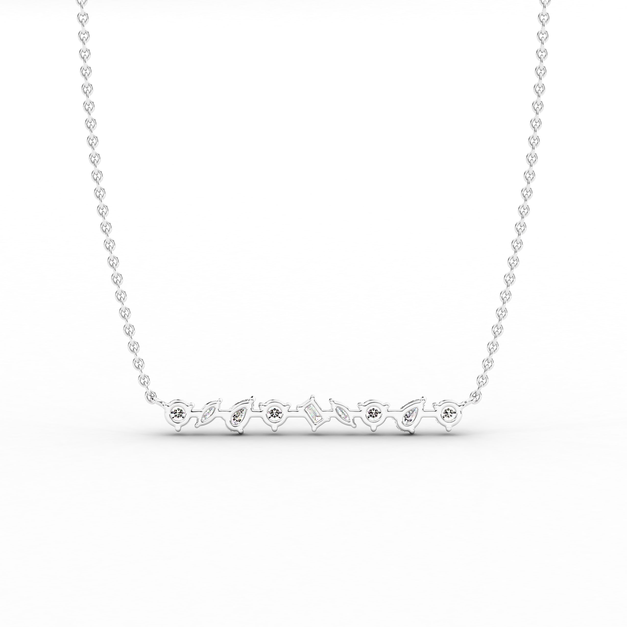 bar pendant necklace in white gold