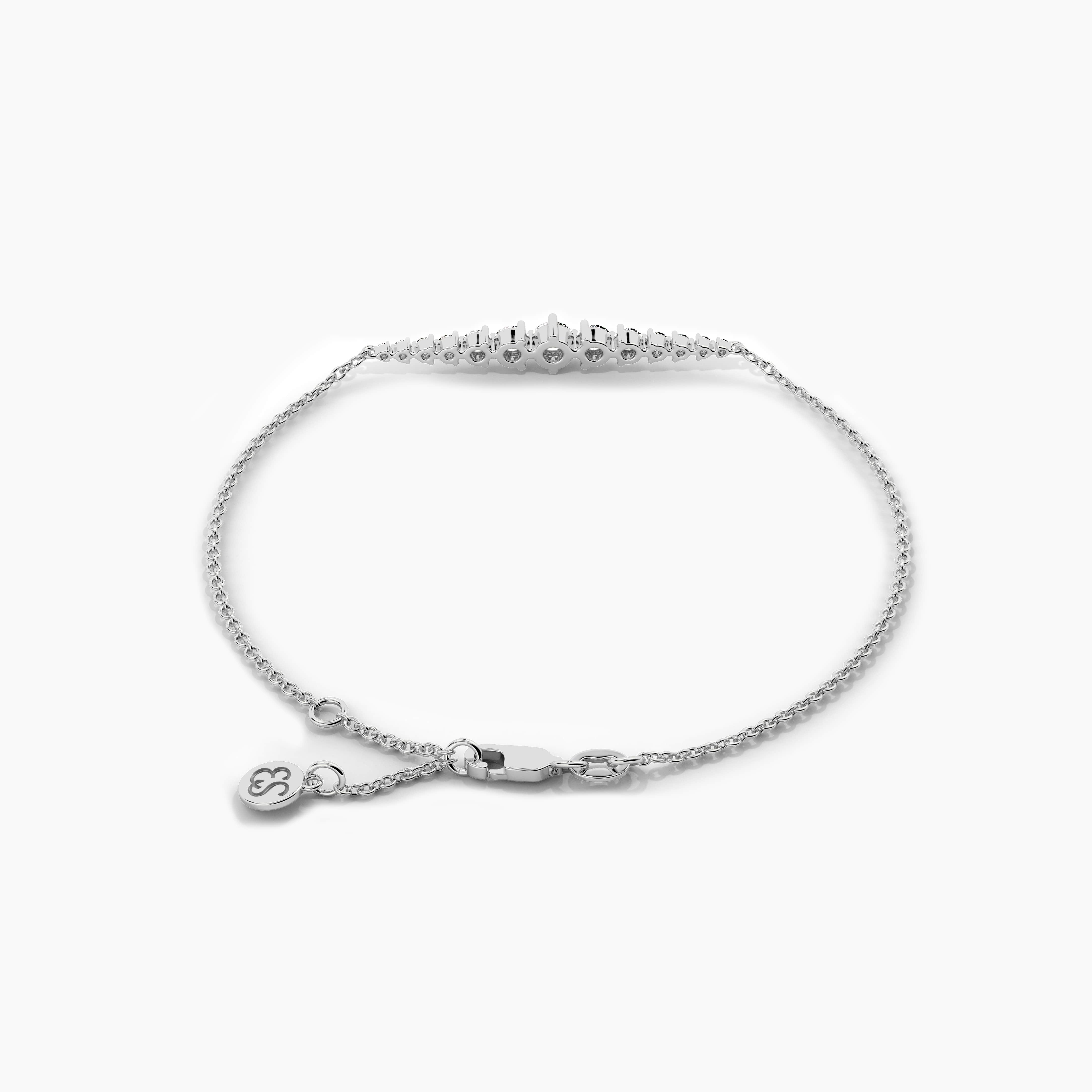White Gold Round Cut Diamond Chain Bracelet For Woman's