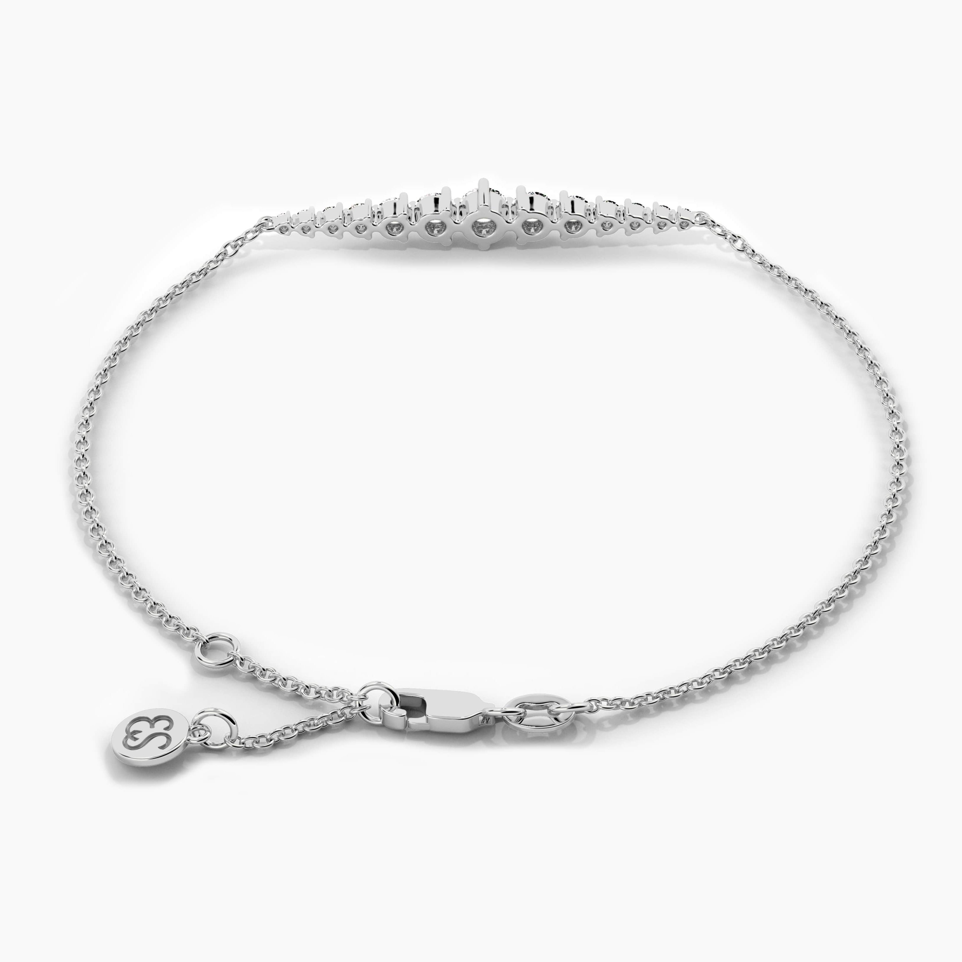 White Gold Round Cut Diamond Chain Bracelet For Woman's