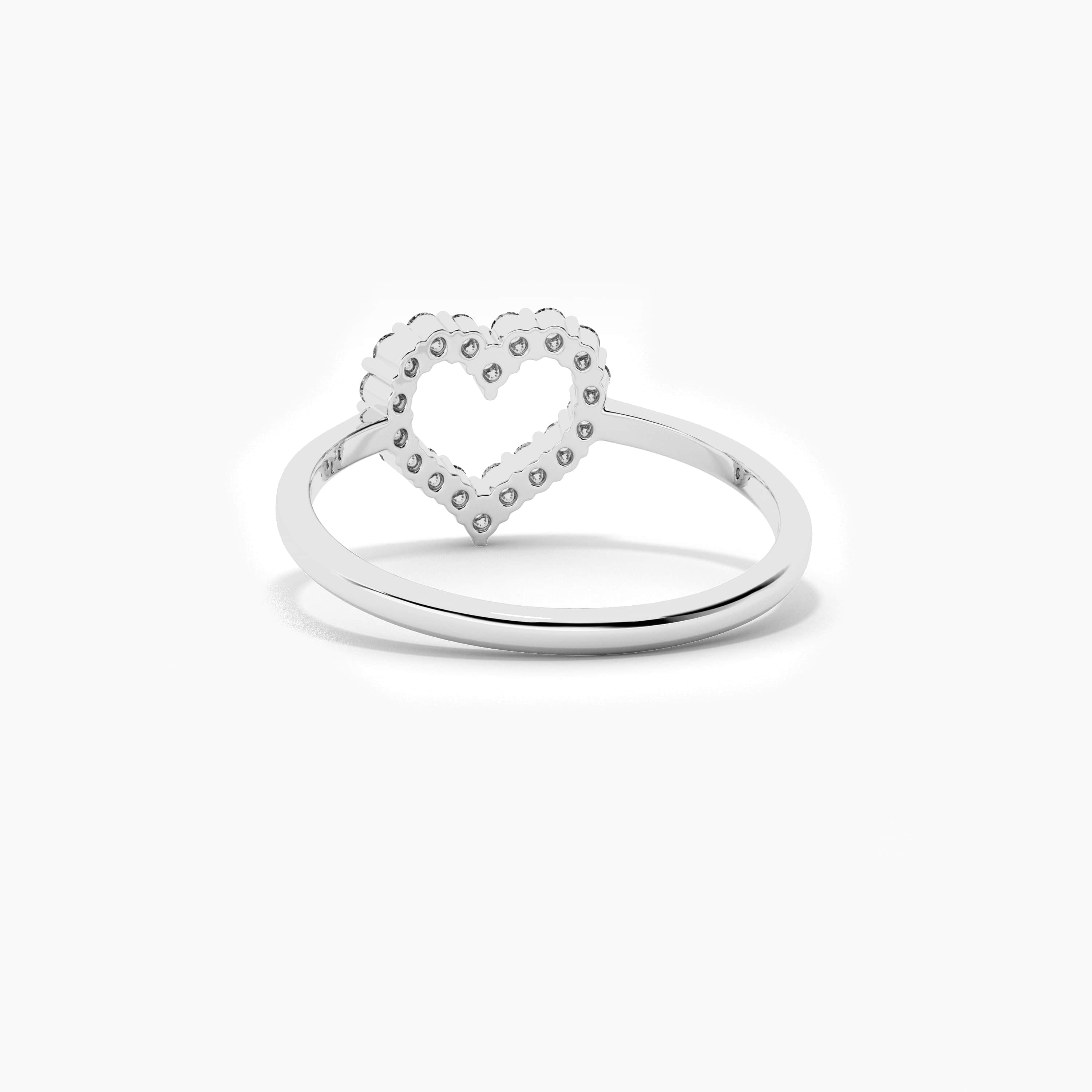 White Gold Open Heart Diamond Ring