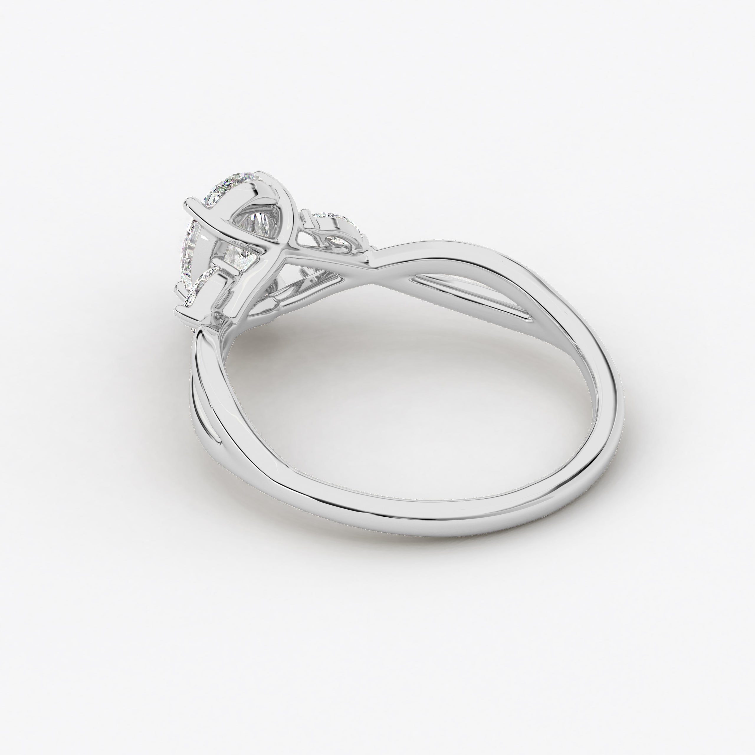 Oval Cut Marquise Moissanite Diamond Nature Inspired In Engagement Ring In White Gold 