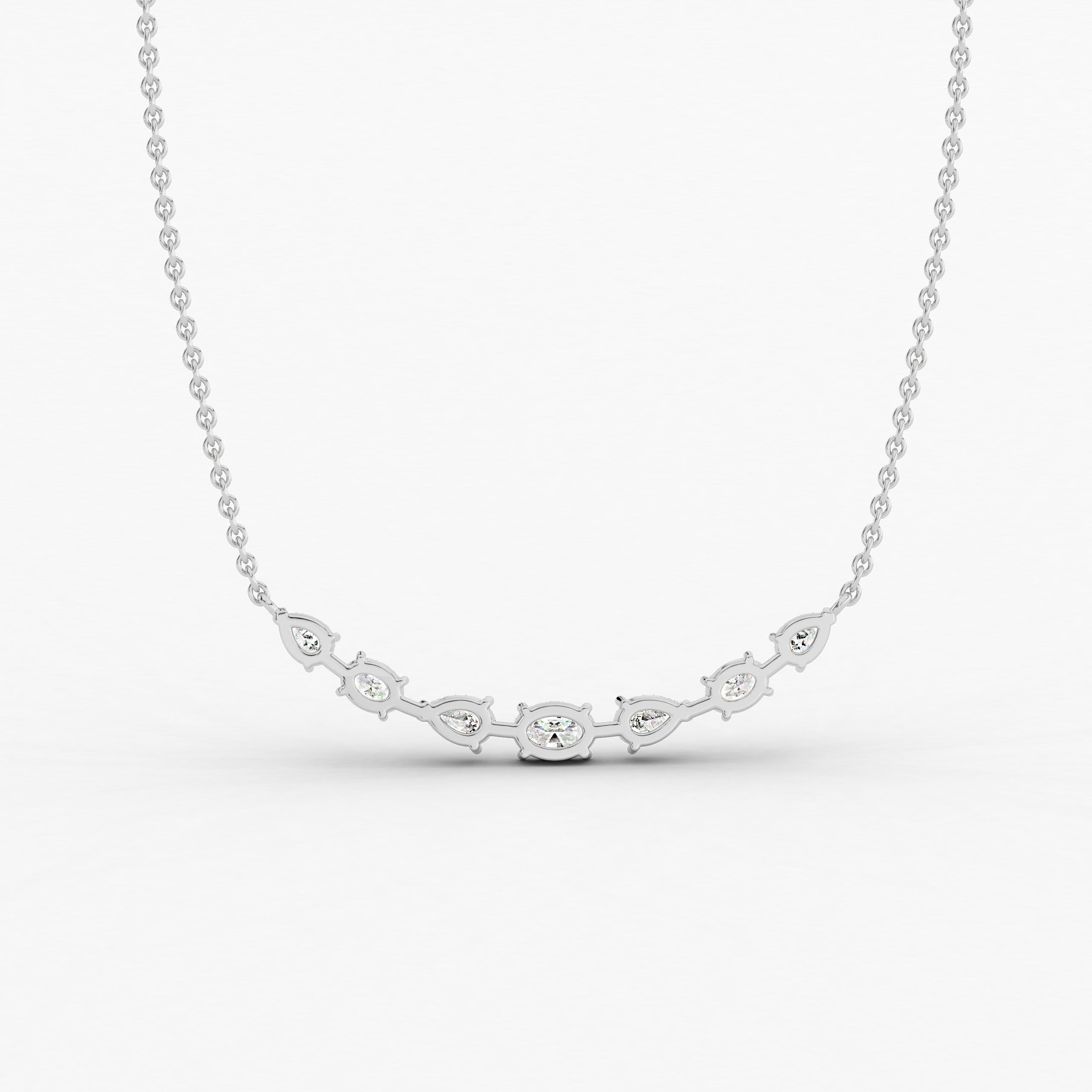 White gold fancy shape moissanite diamond pendant chain