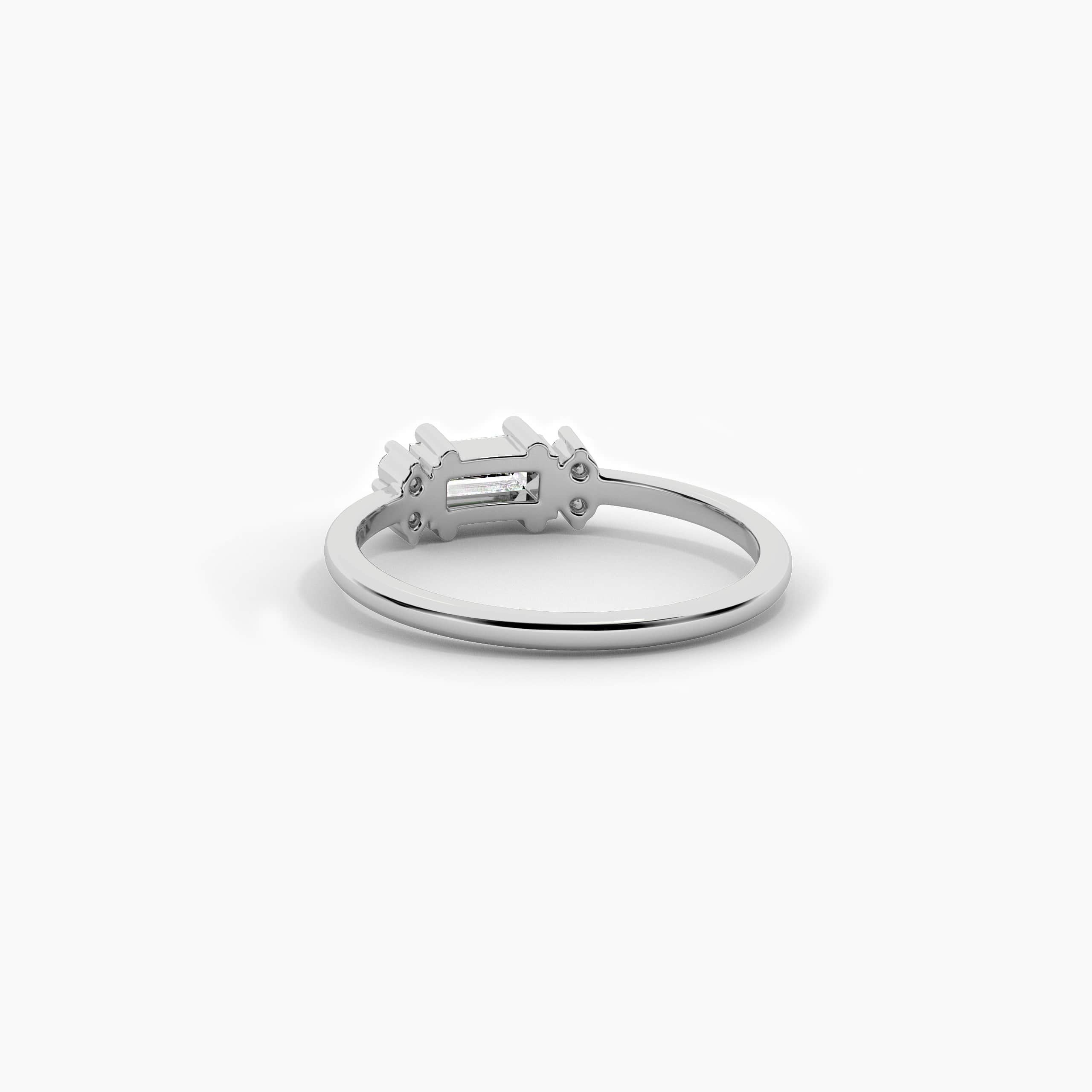 White Gold Baguette And Round Cut Lab Grown Diamond Fashion Ring