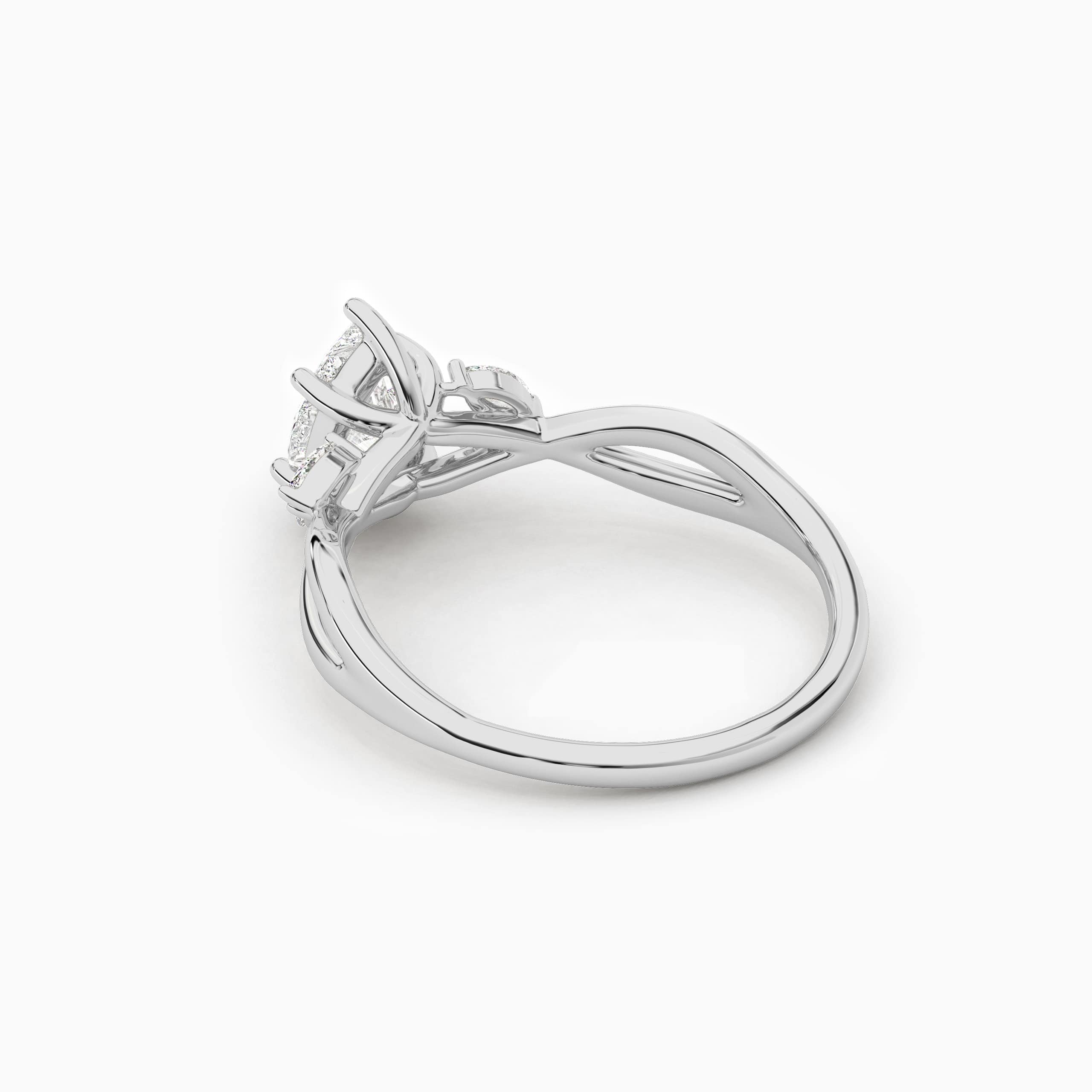 White Gold Nature Inspired Ring In Pear Cut Lab Grown Engagement Ring