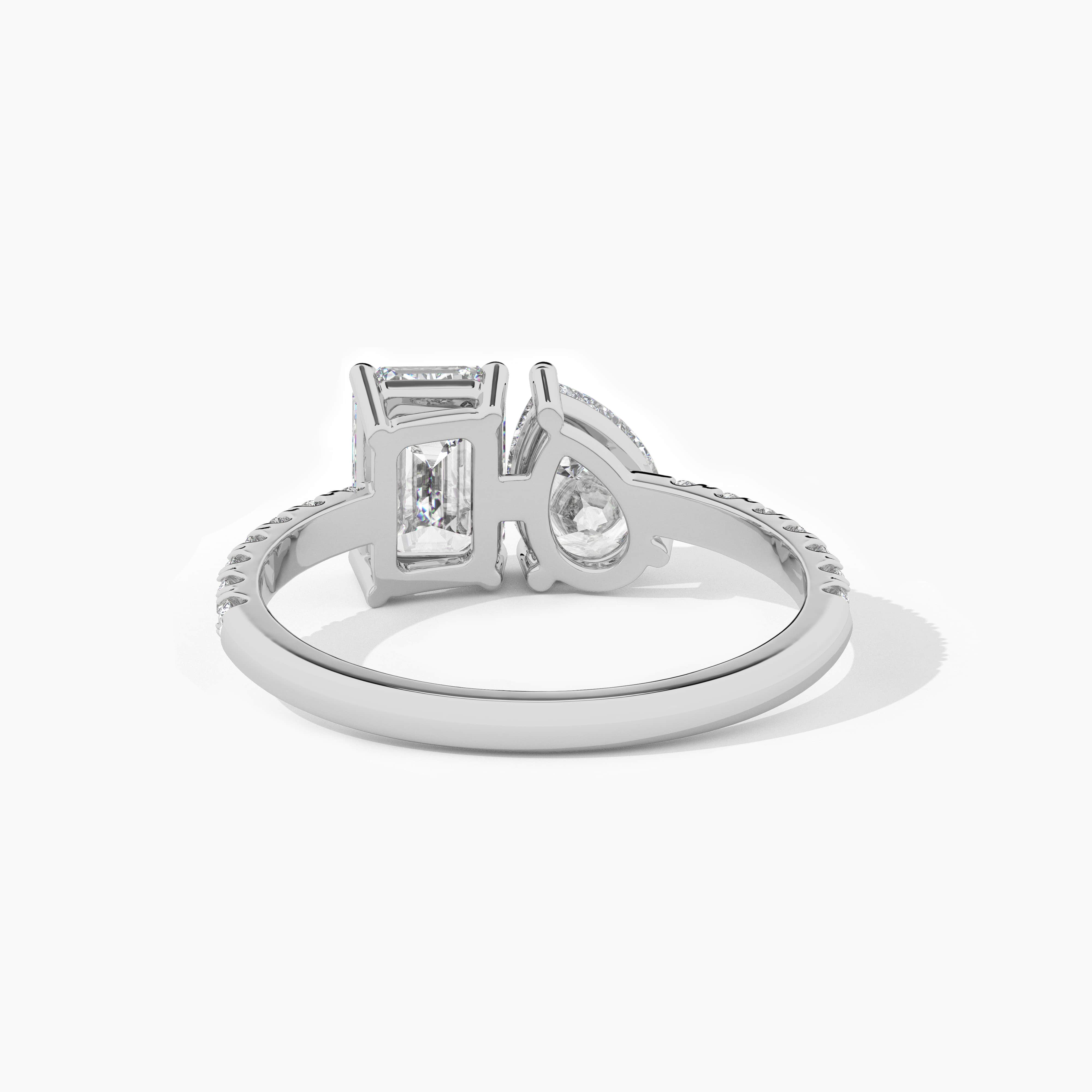 Toi Et Moi Emerald And Pear Cut Engagement Ring In White Gold