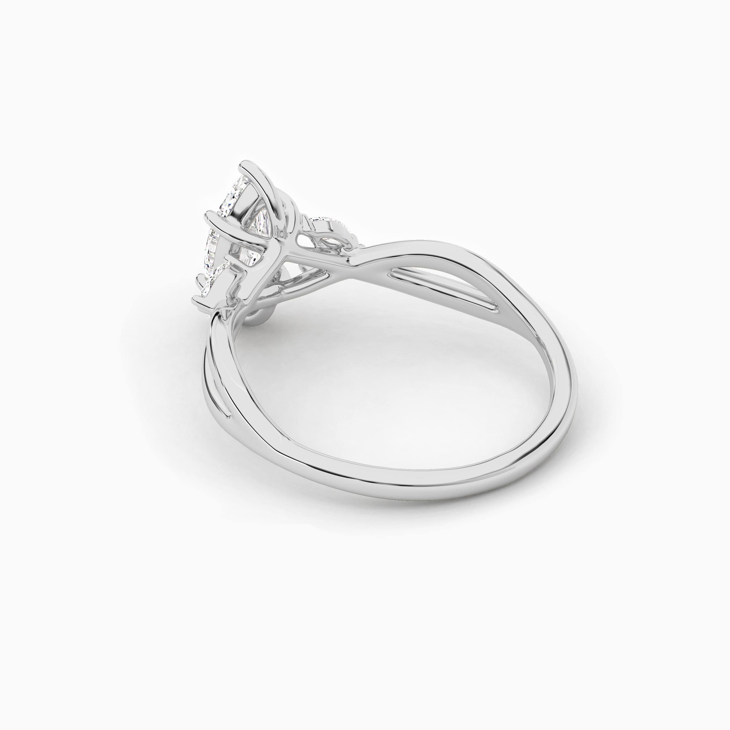 Nature Inspired In White Gold Marquise Cut Moissanite Diamond Engagement Ring For Woman