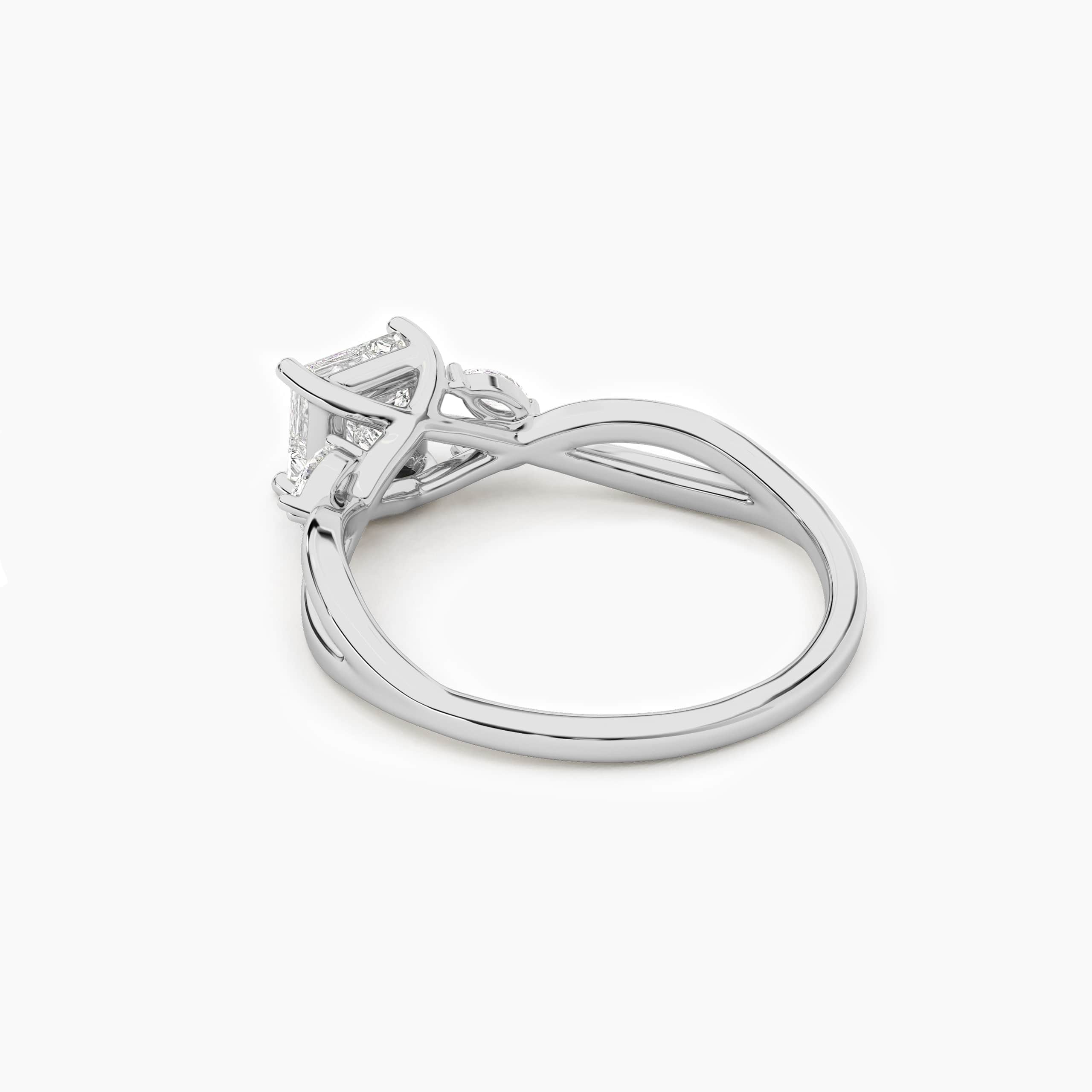 White Gold Nature Inspired Ring In Princess Cut Lab Grown Engagement Ring