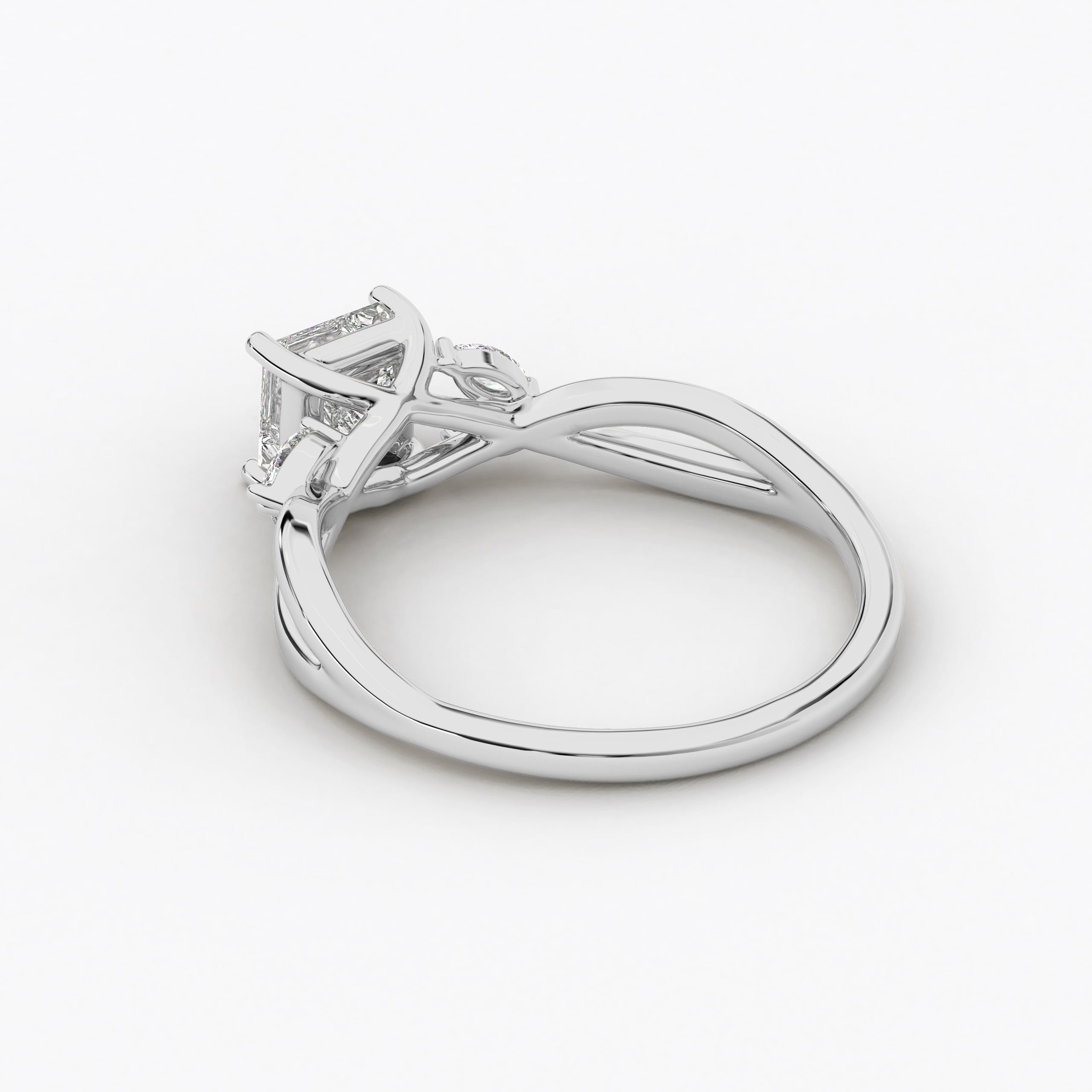 White Gold Nature Inspired Ring In Princess Cut Lab Grown Engagement Ring