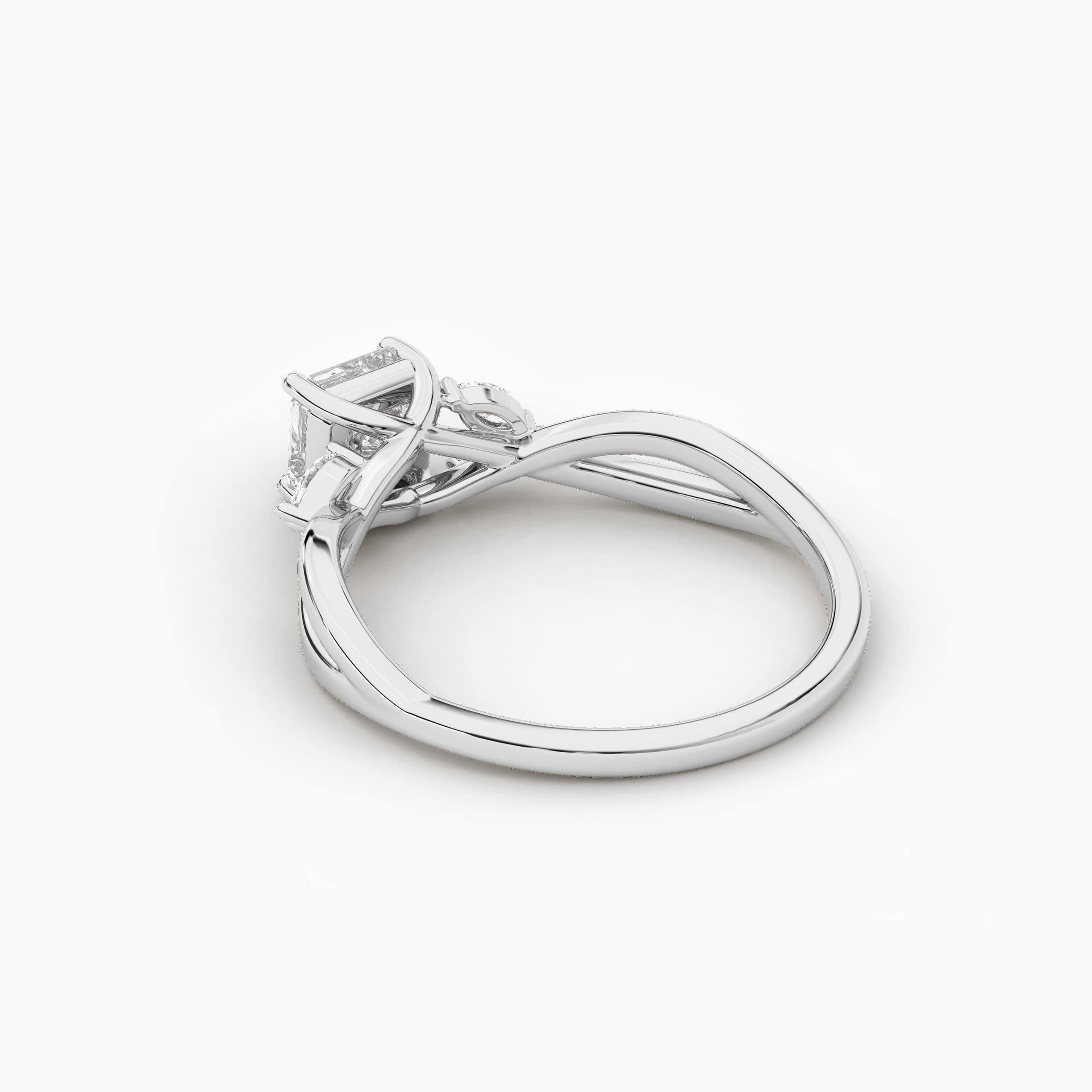 White Gold Asscher Cut Marquise Engagement Ring For Woman