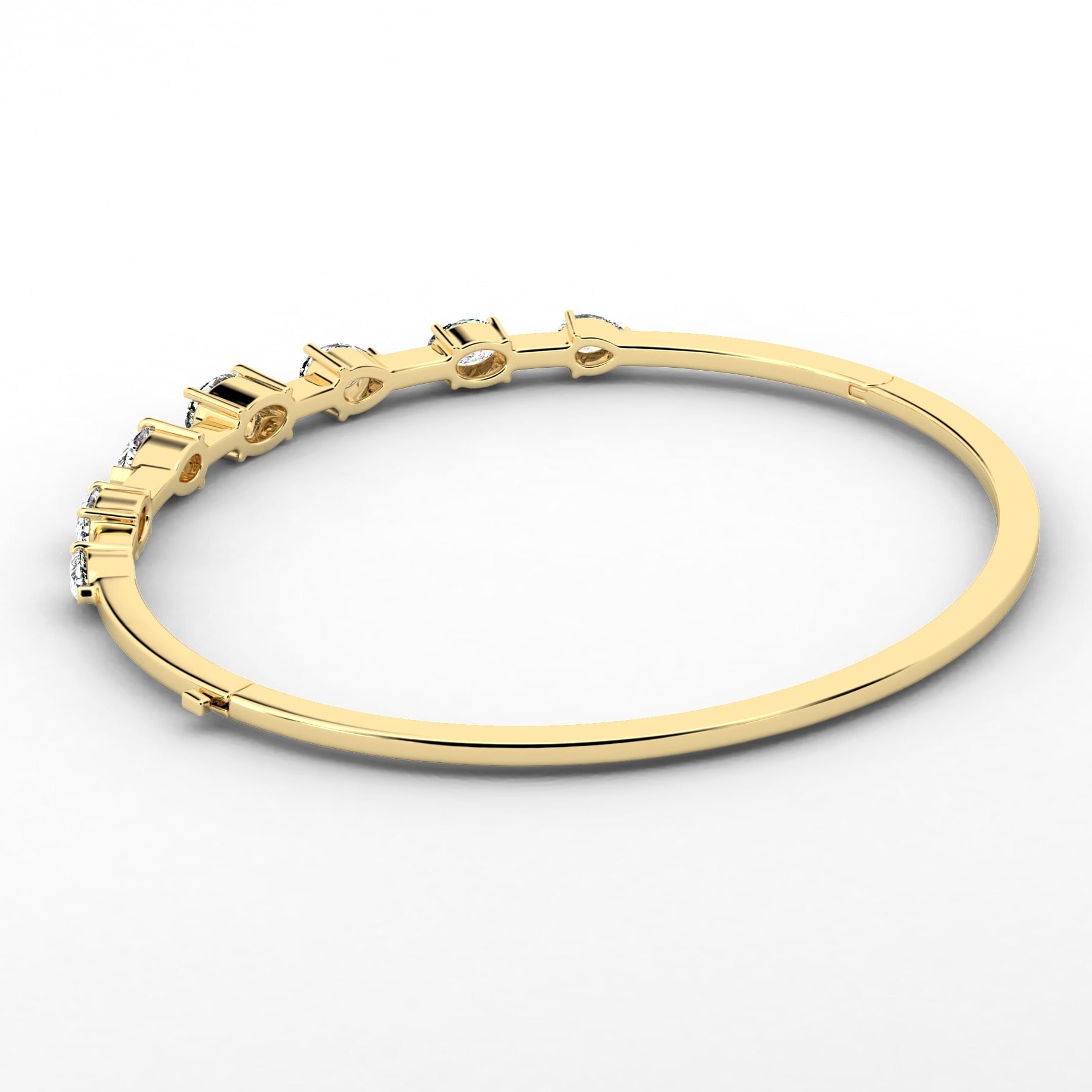 Yellow gold cluster bangle bracelet