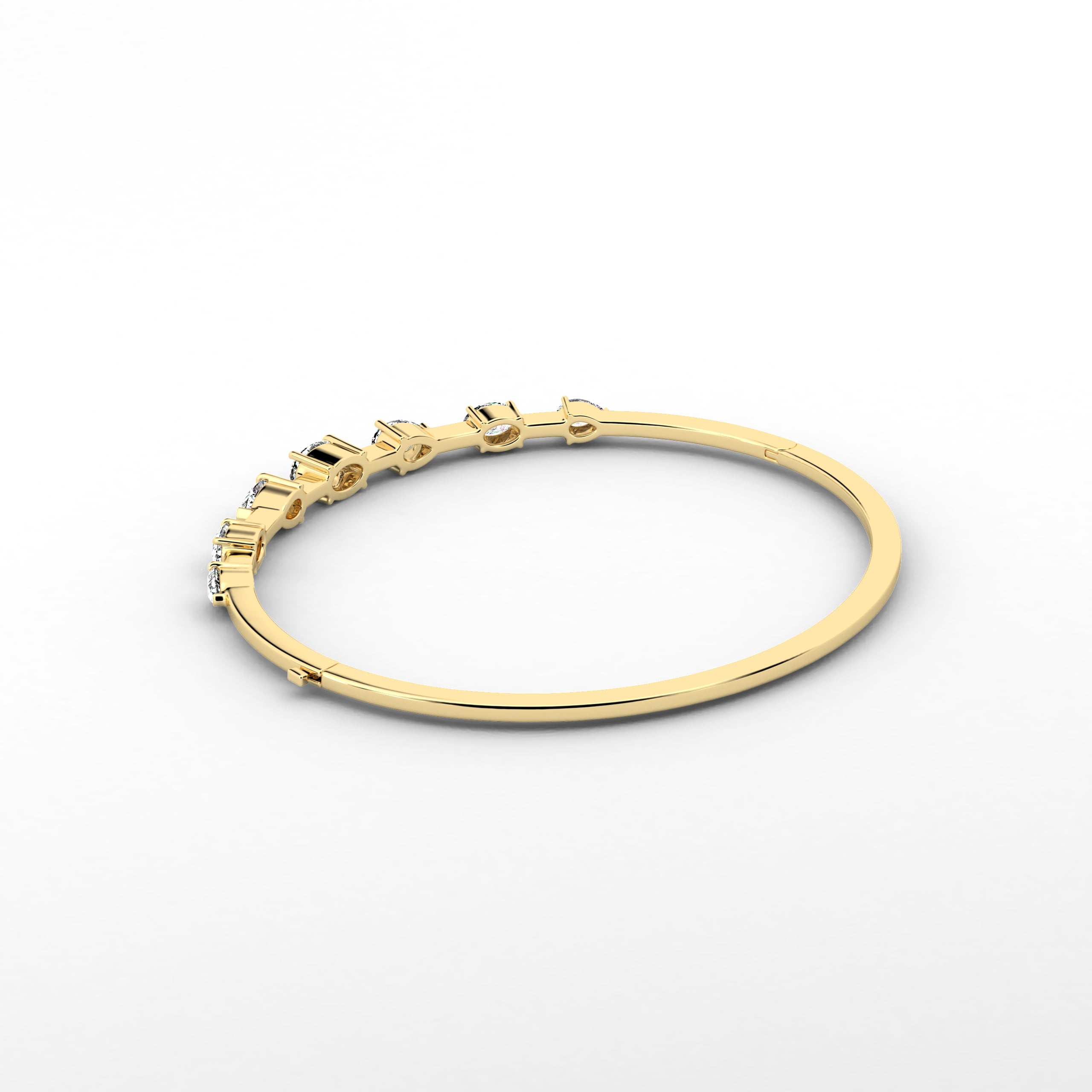 Yellow gold cluster bangle bracelet