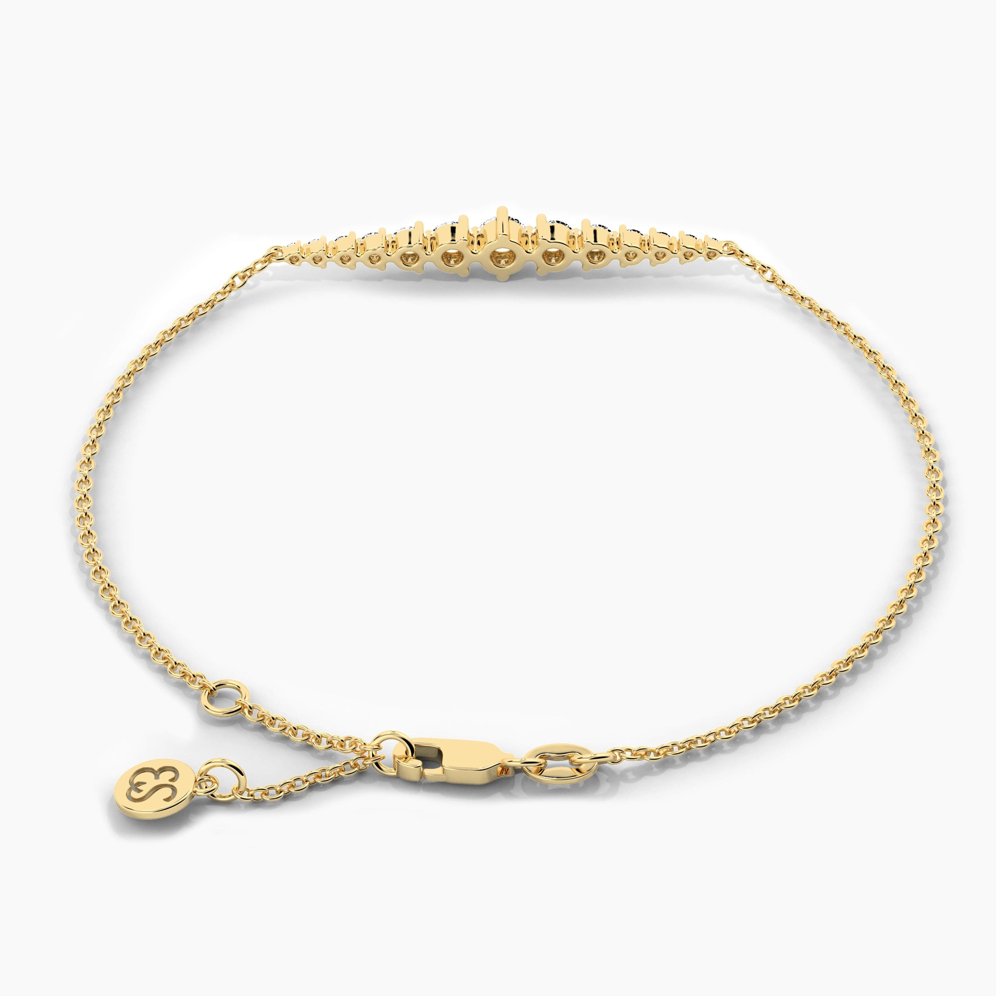 Yellow Gold Round Shape Moissanite Diamond Chain Bracelet 