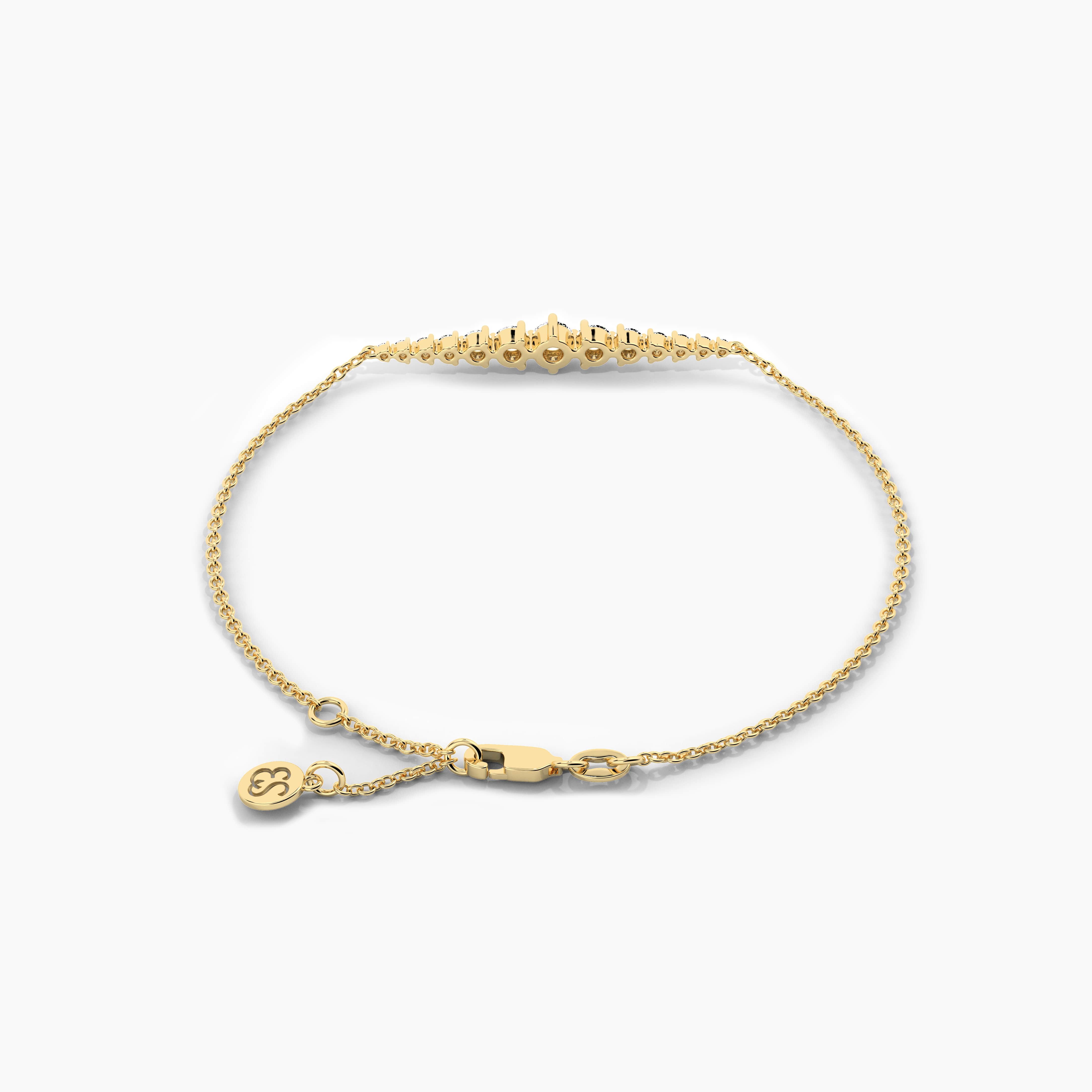 Yellow Gold Round Shape Moissanite Diamond Chain Bracelet 