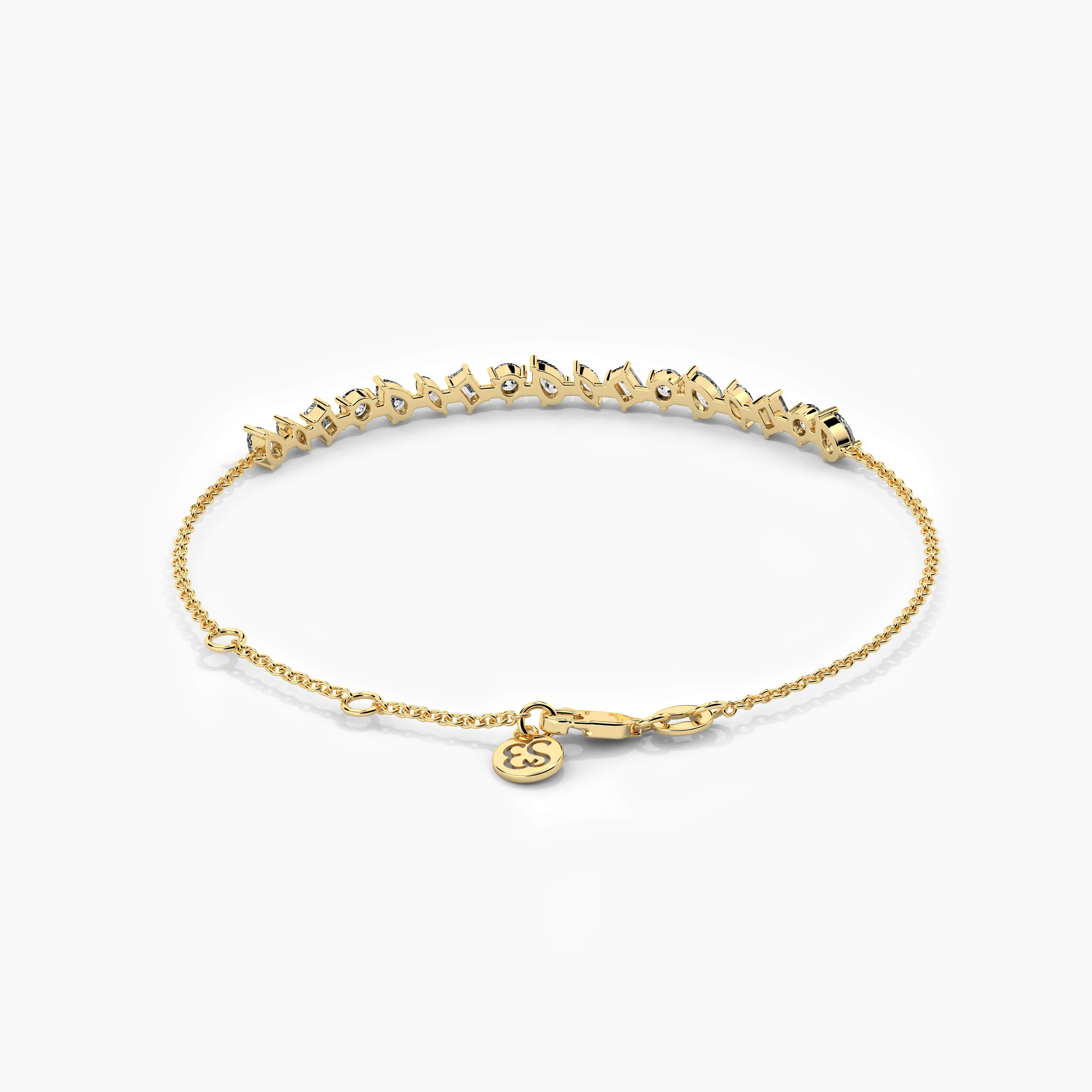 Yellow Gold Multi Shape Diamond Bracelet