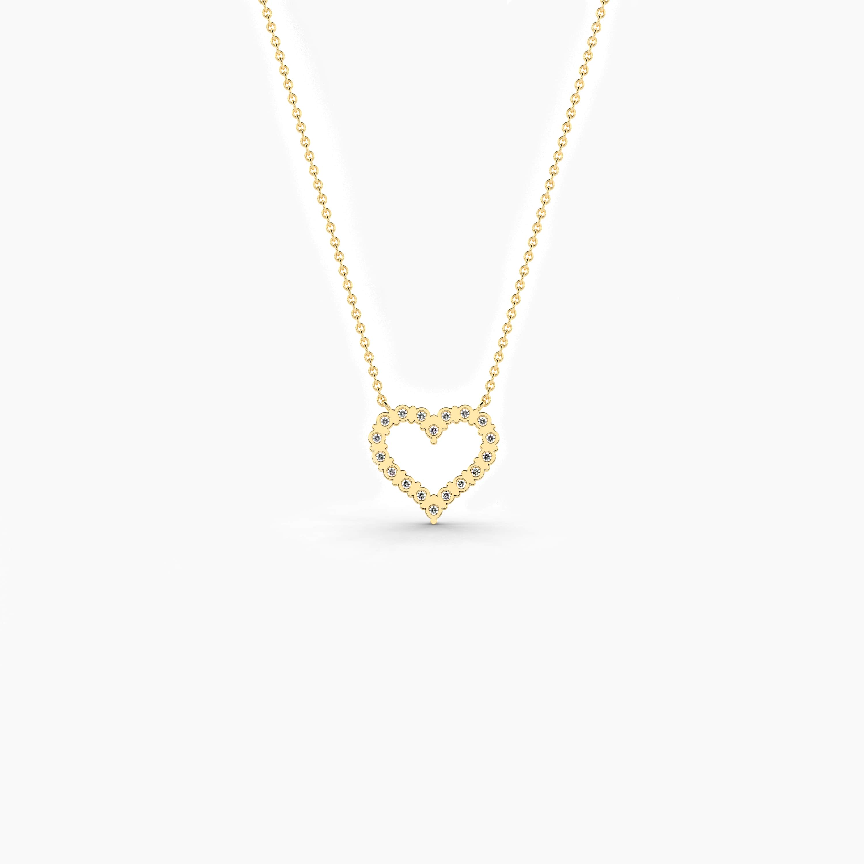 Yellow Gold open heart shape necklace 