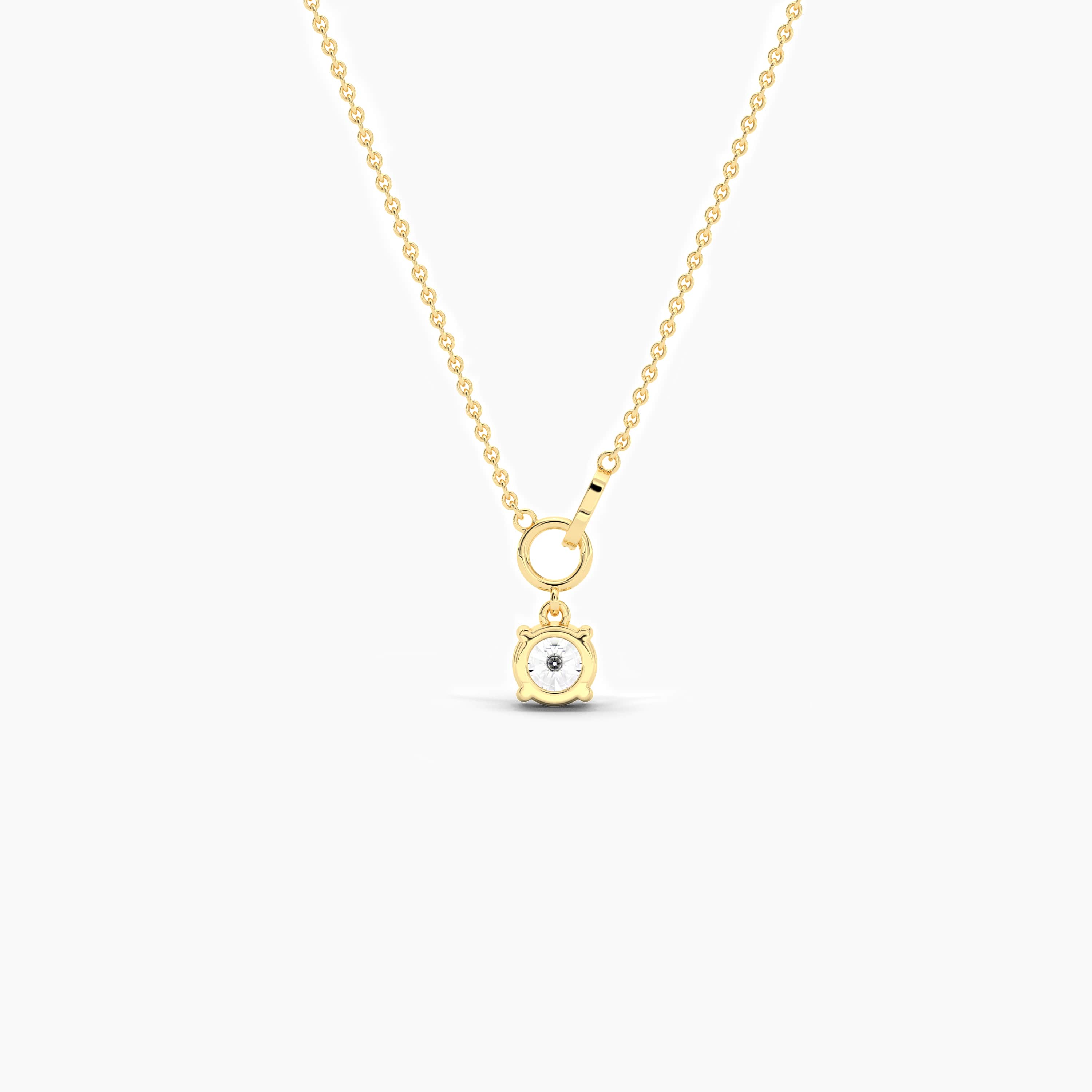 lab grown diamond necklace in yellow gold 