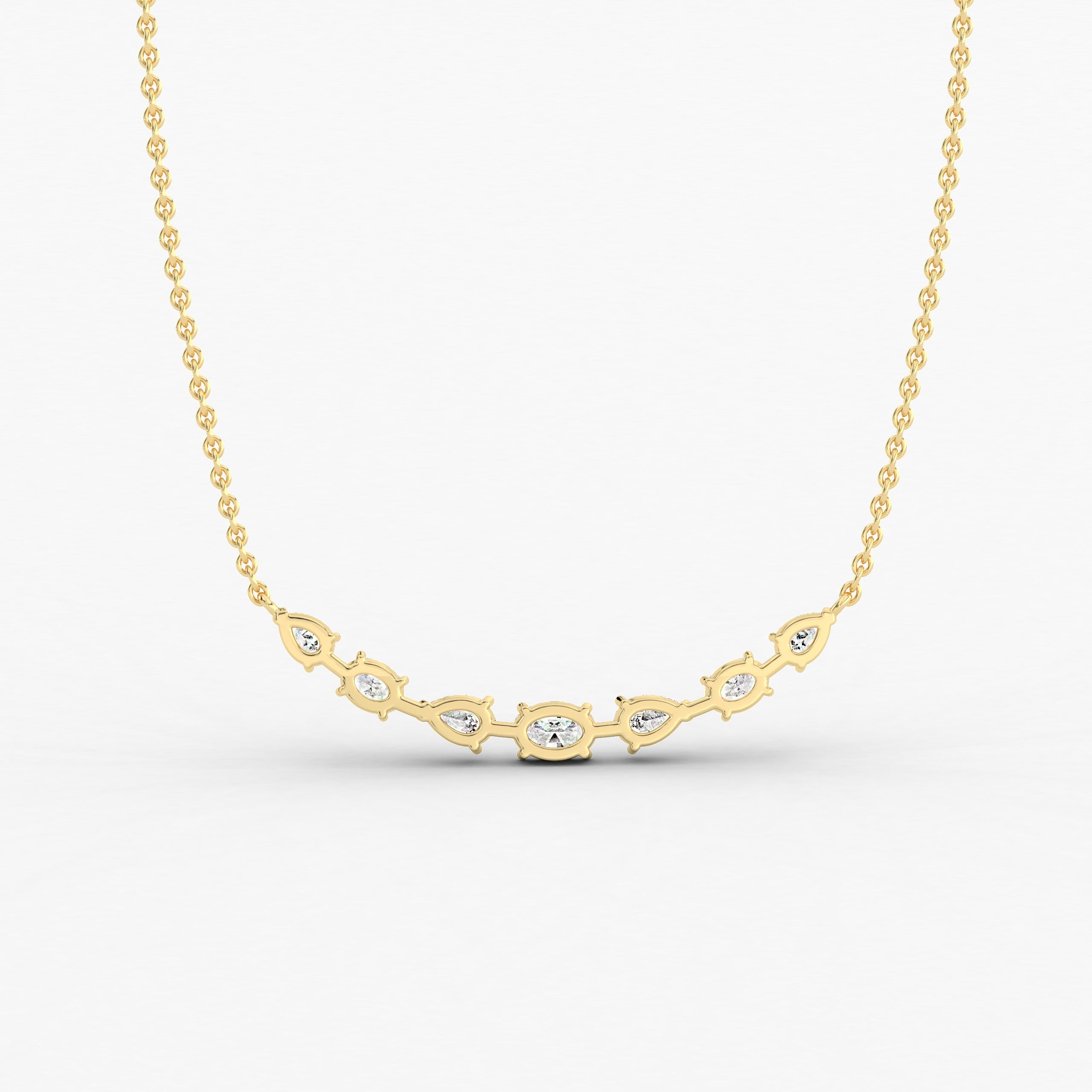 Fancy shape diamond pendant chain in yellow gold