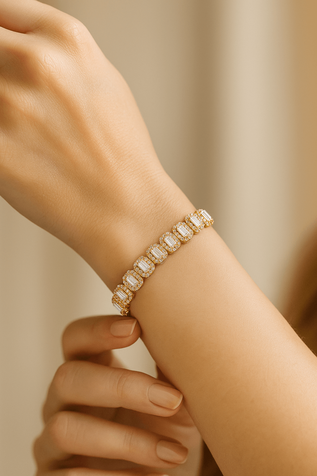 Emerald  Cut Diamond Tennis Bracelet