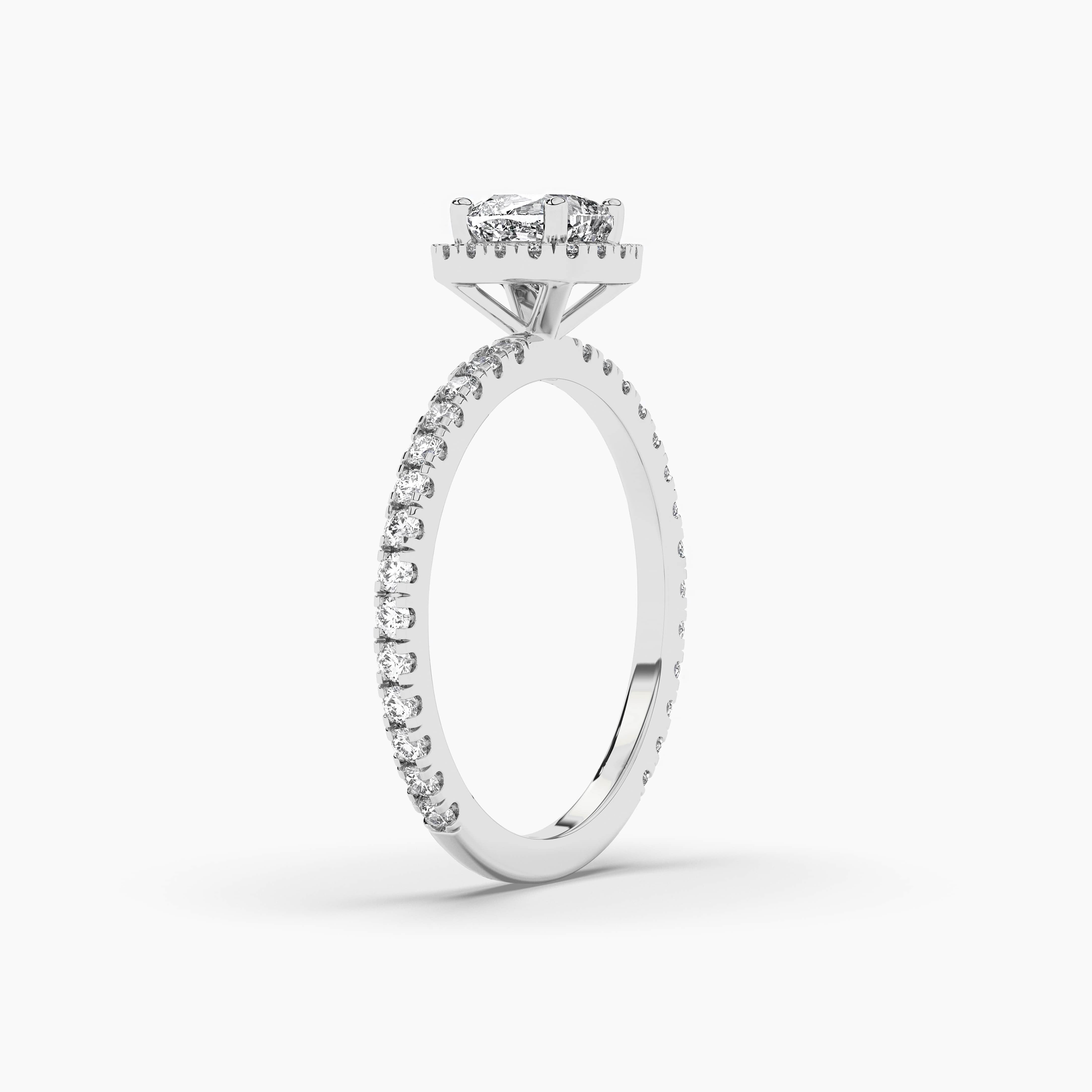Cushion Diamond Halo Engagement Ring​ Silver