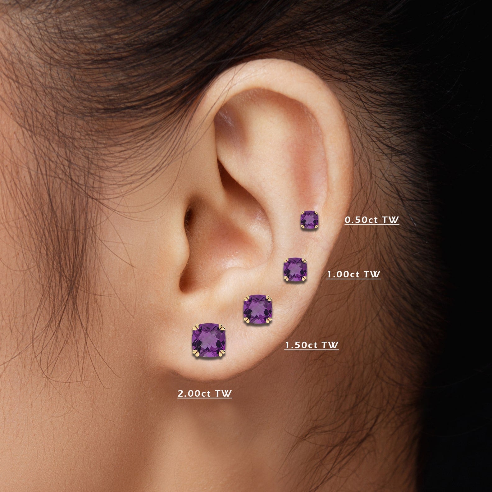 Purple Amethyst Sterling Silver Stud Earrings