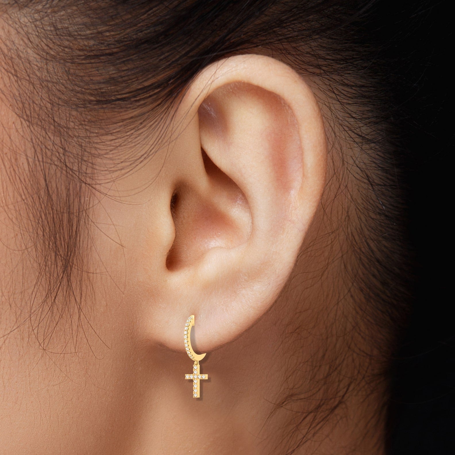 diamond cross earings