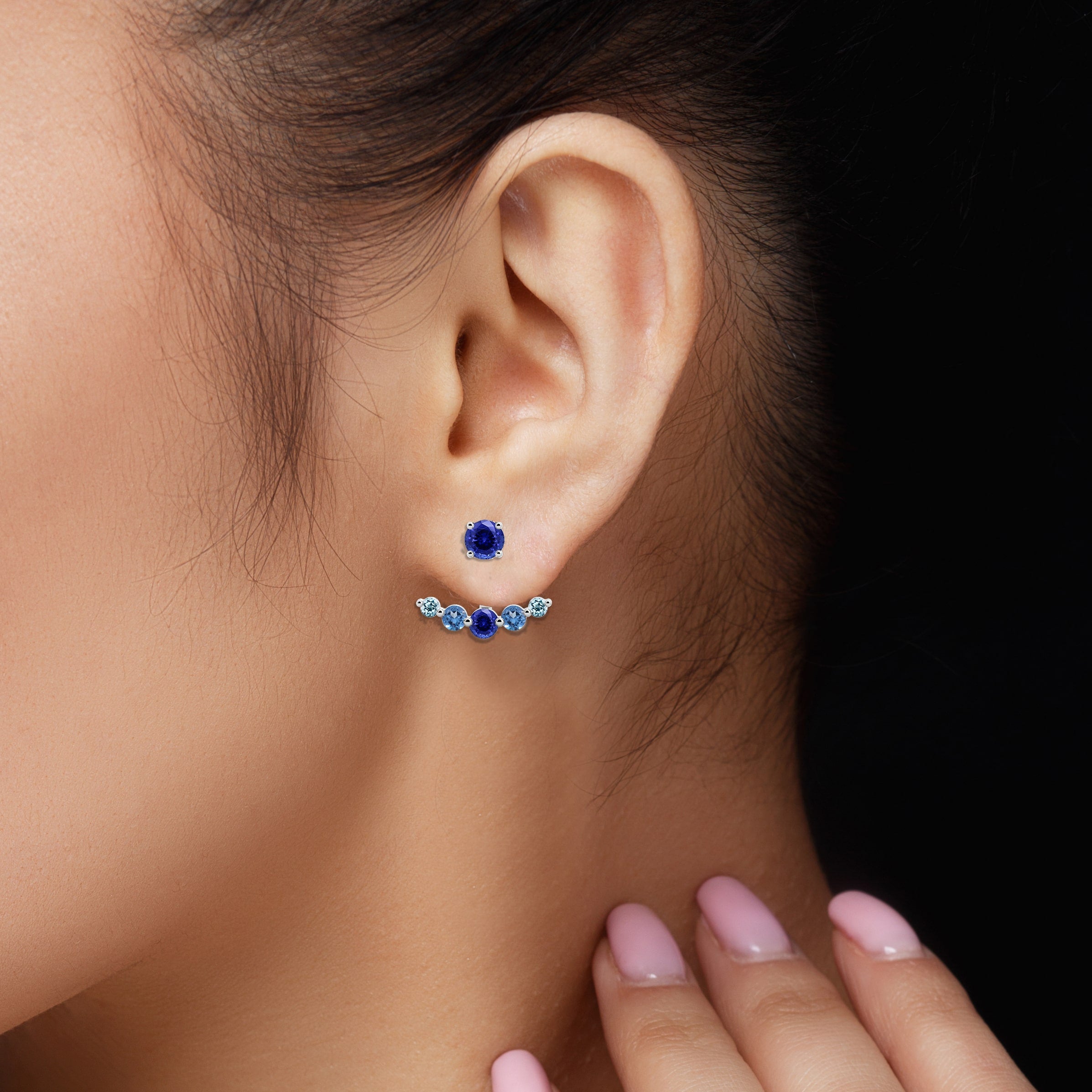 blue sapphire diamond jacket earrings