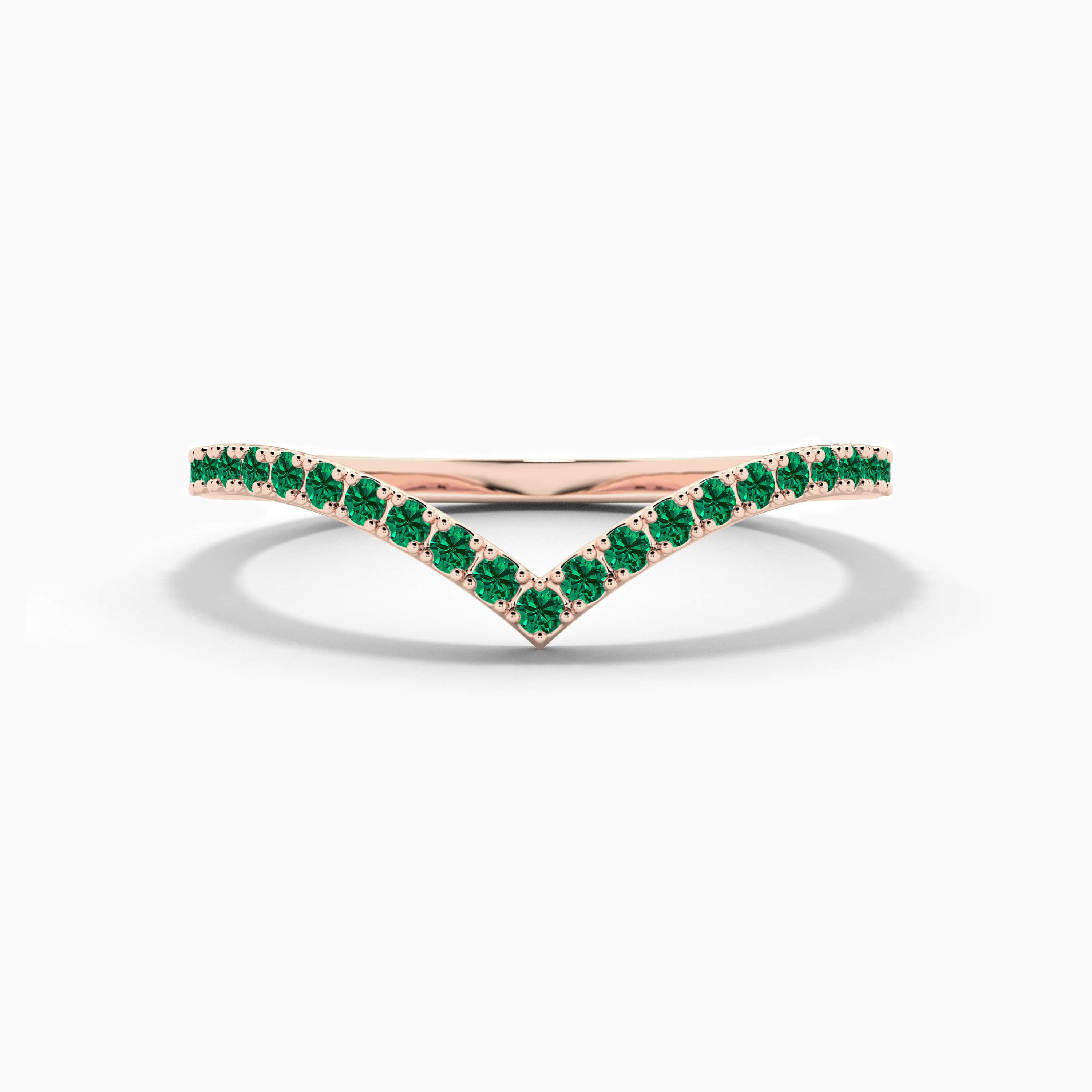 Emerald cut curved ring in rose gold 