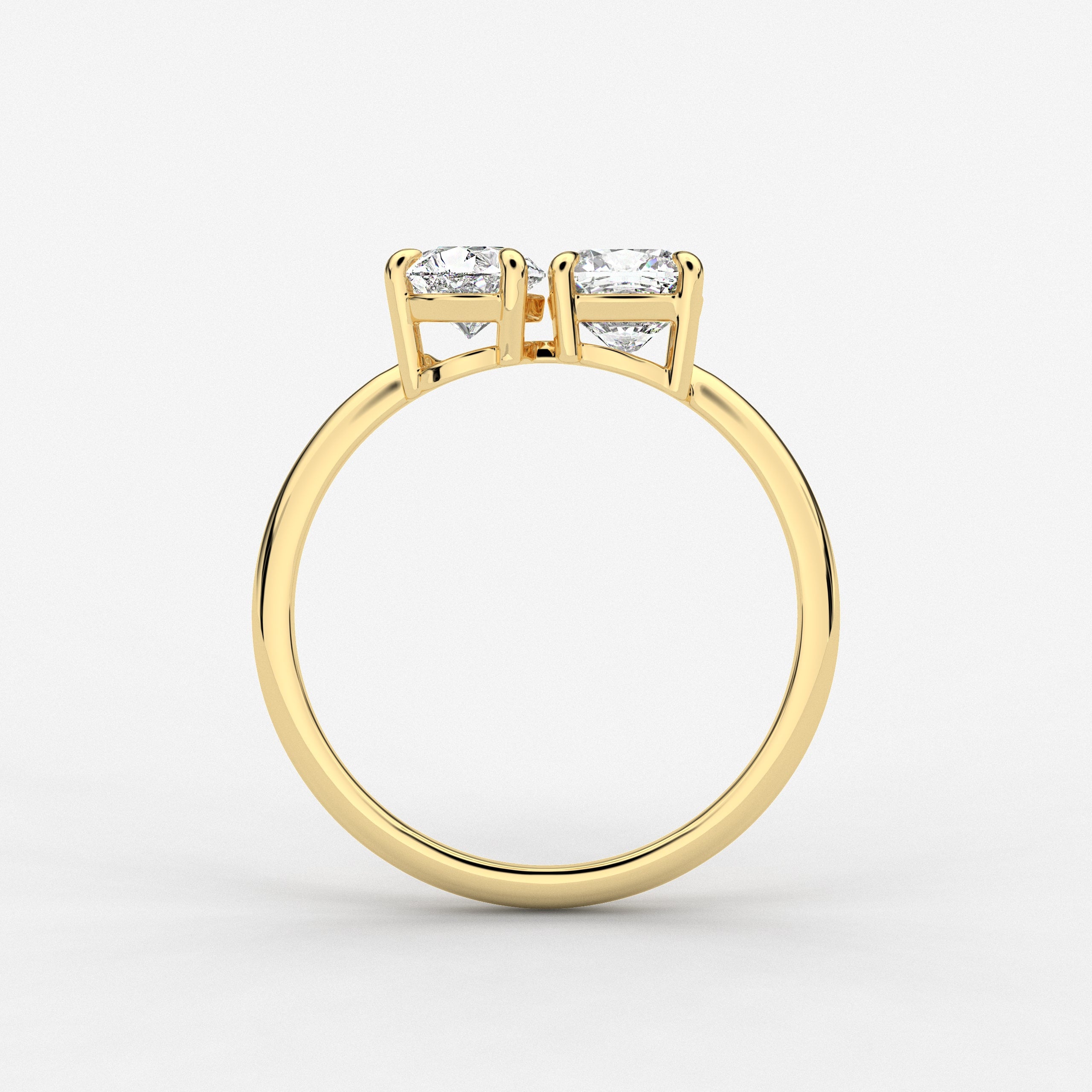 Pear & Cushion Cut  Moissanite Diamond Engagement Ring in Yellow Gold