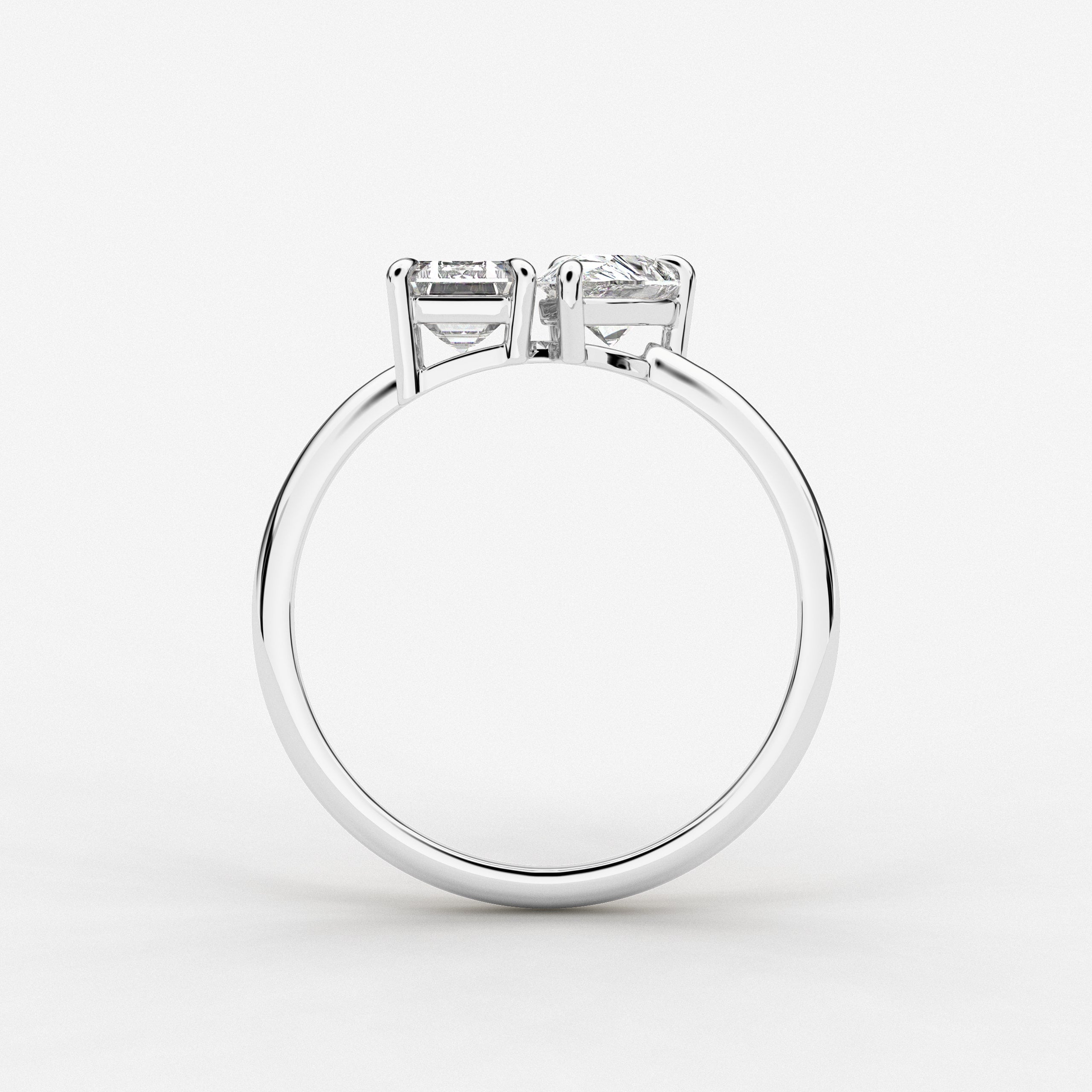Toi Et Moi Emerald And Pear Cut Engagement Ring In White Gold