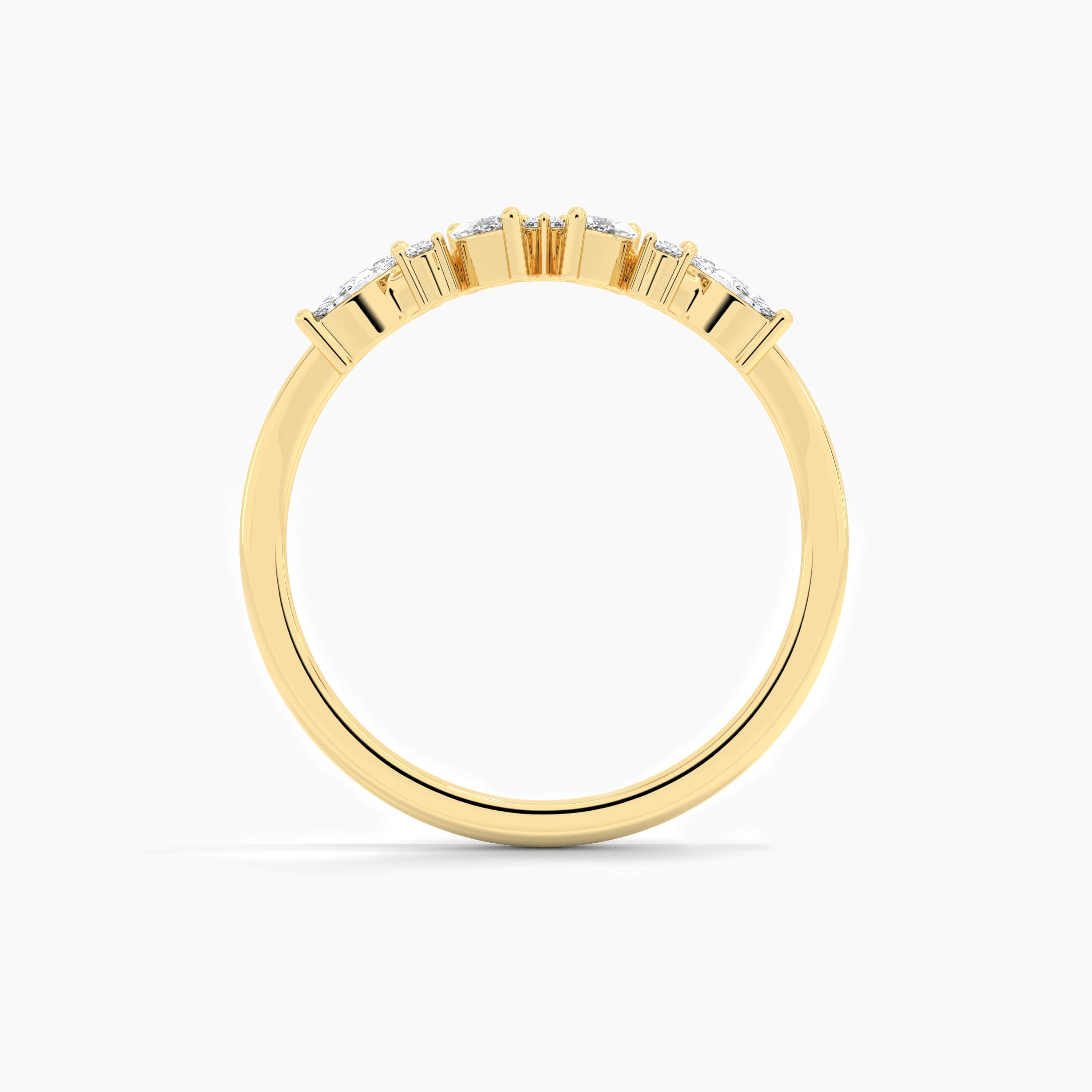 yellow gold diamond curved ring for woman 