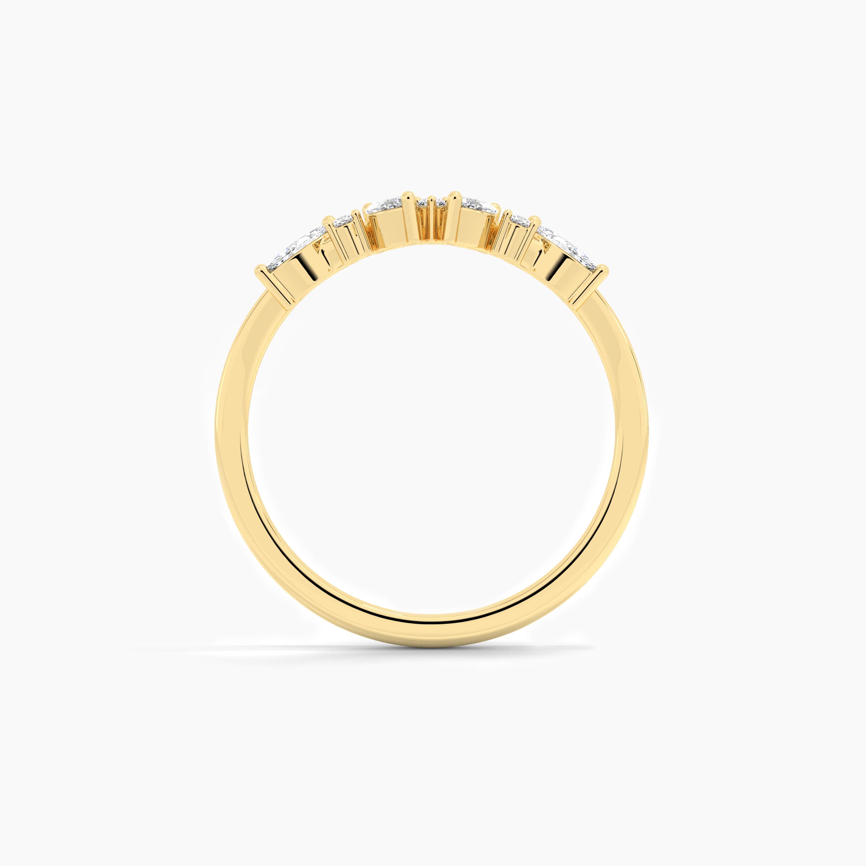 yellow gold diamond curved ring for woman