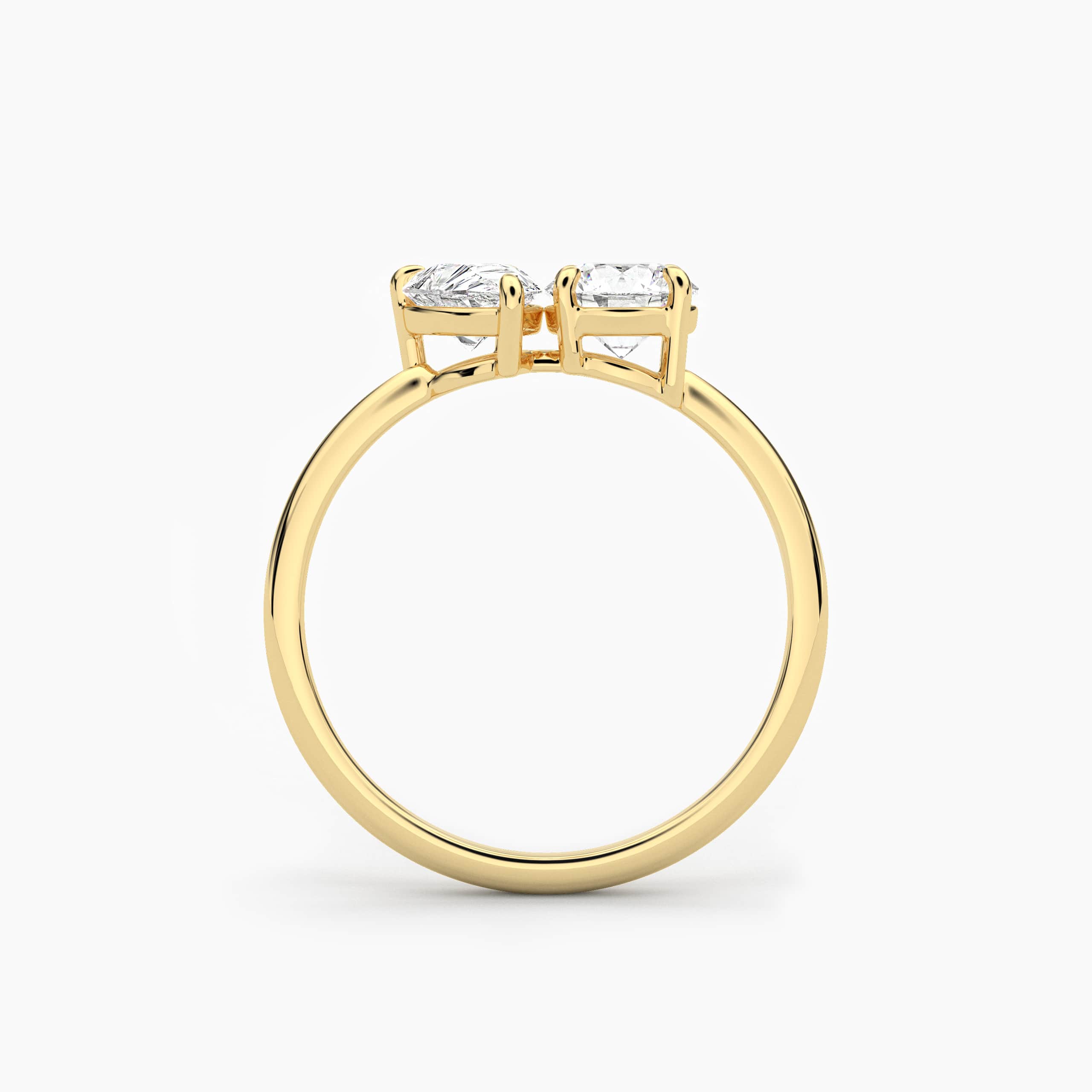 Yellow Gold Toi Et Moi Moissanite Engagement Ring In Round And Pear Cut Ring