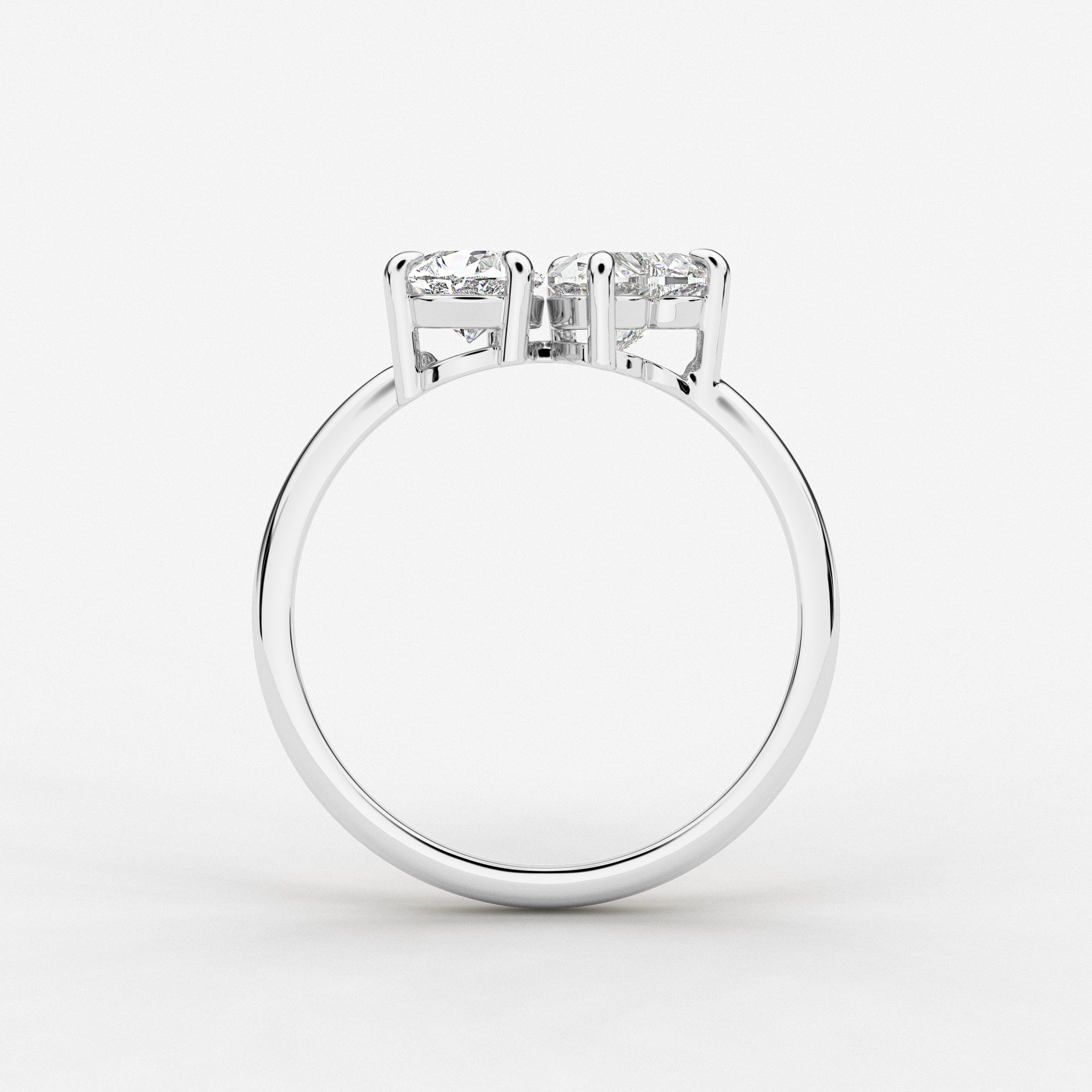Toi Et Moi Heart and Pear Cut Moissanite Diamond Ring In White Gold 