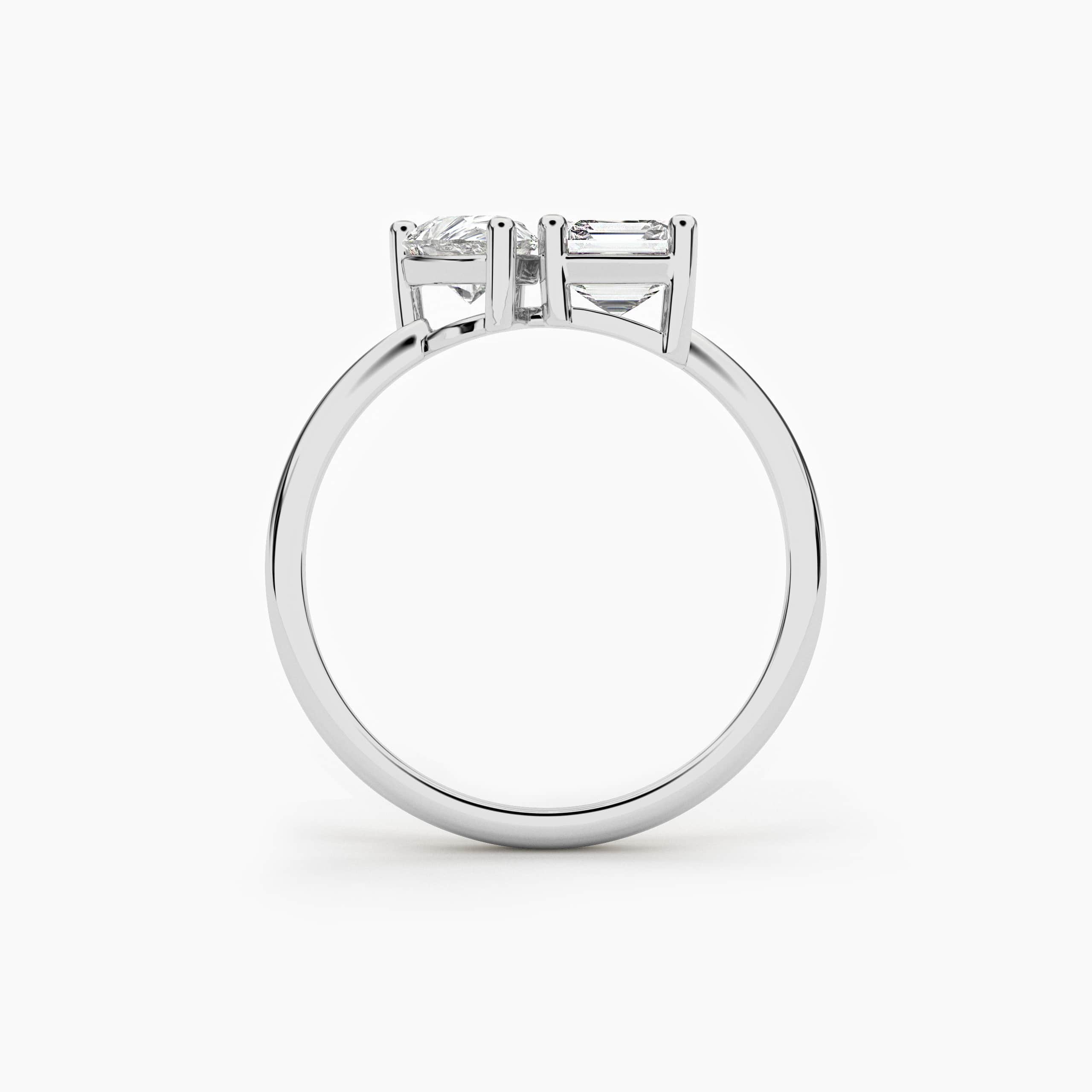 Toi Et Moi Asscher And Pear Cut Engagement Ring In White Gold