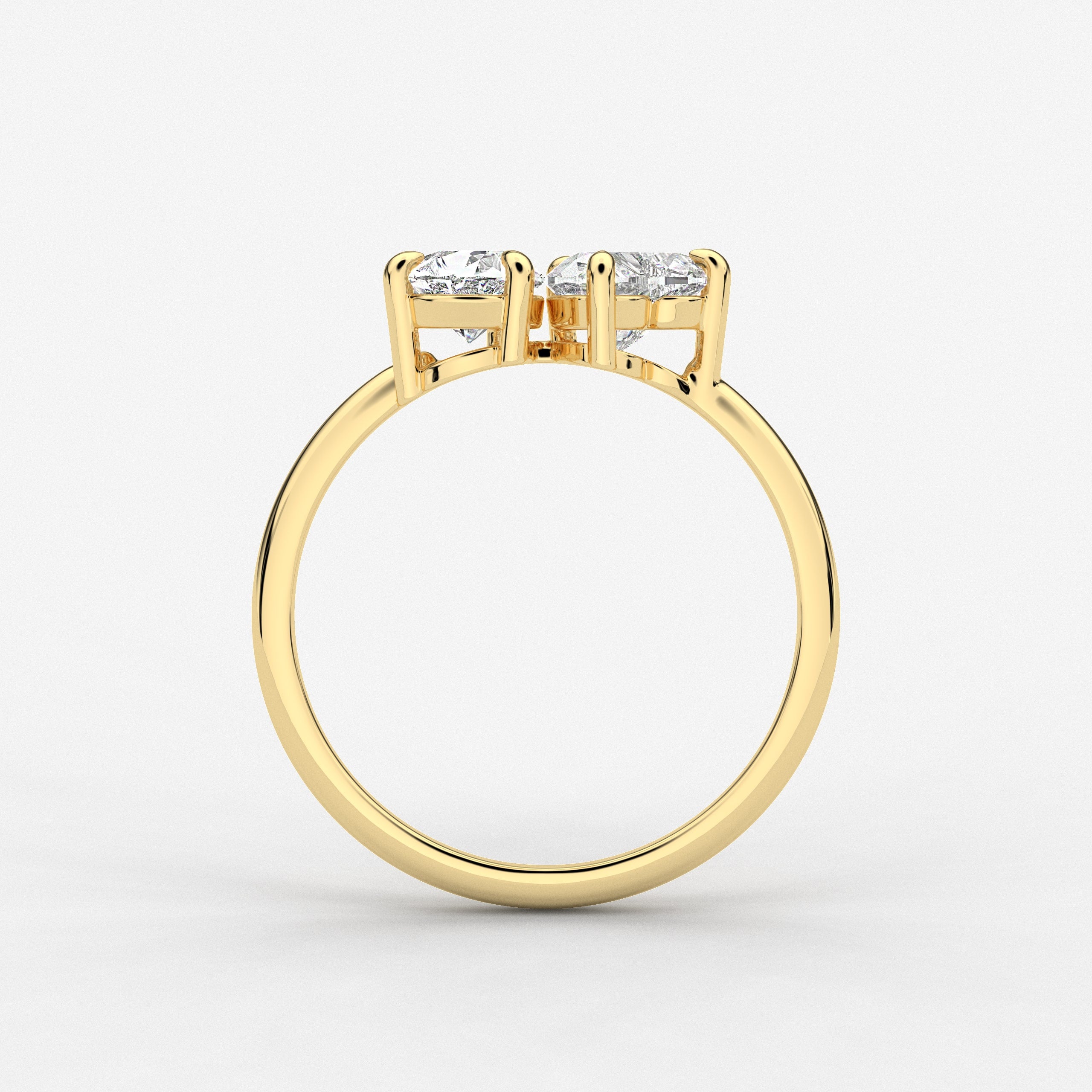 Yellow Gold  Heart And Pear Shape Toi Et Moi Wedding  Ring In Yellow Gold 