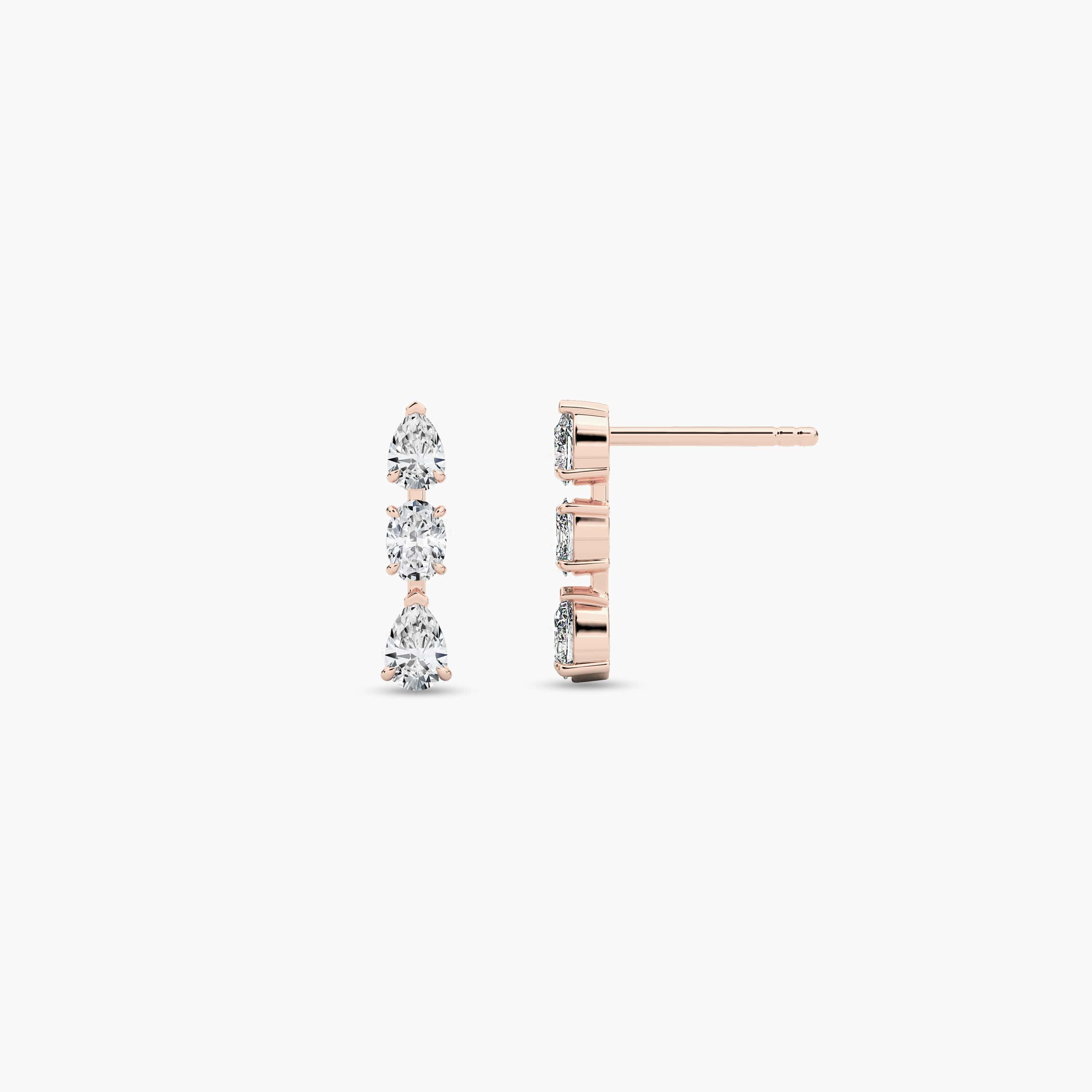 14k Rose gold diamond drop earrings