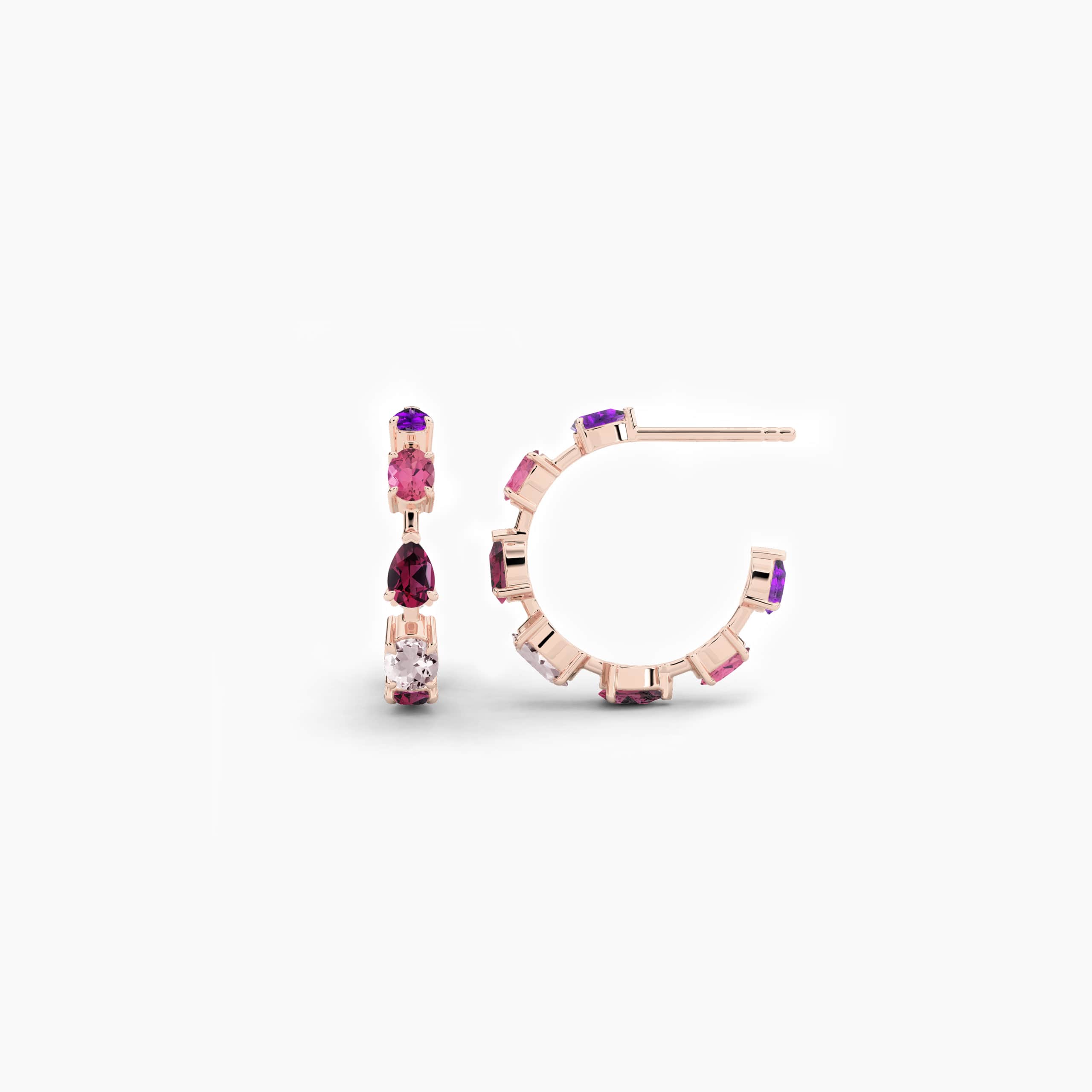 multi colored stone hoop earrings