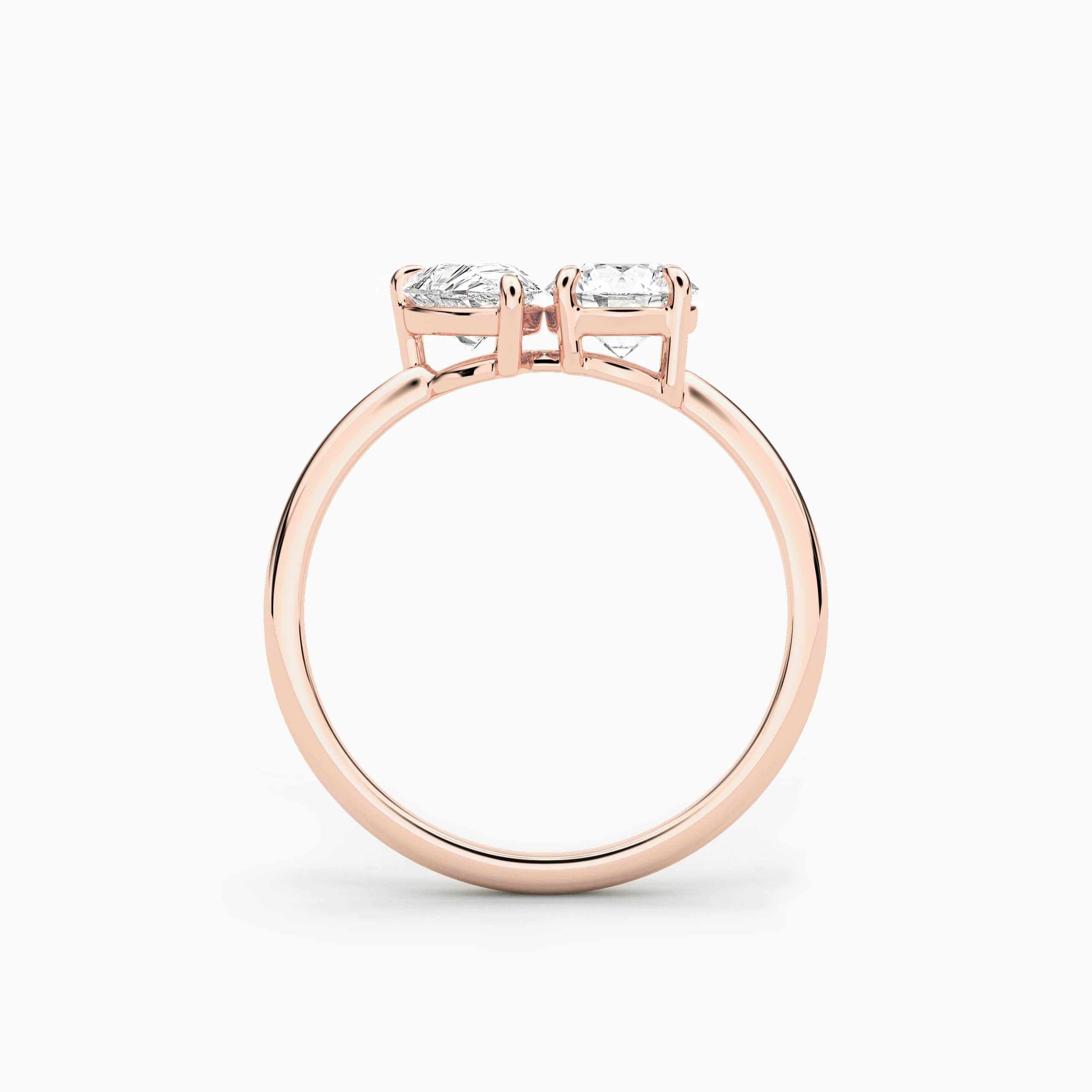 Round And Pear Cut Toi Et Moi Lab Grown Diamond In Rose Gold
