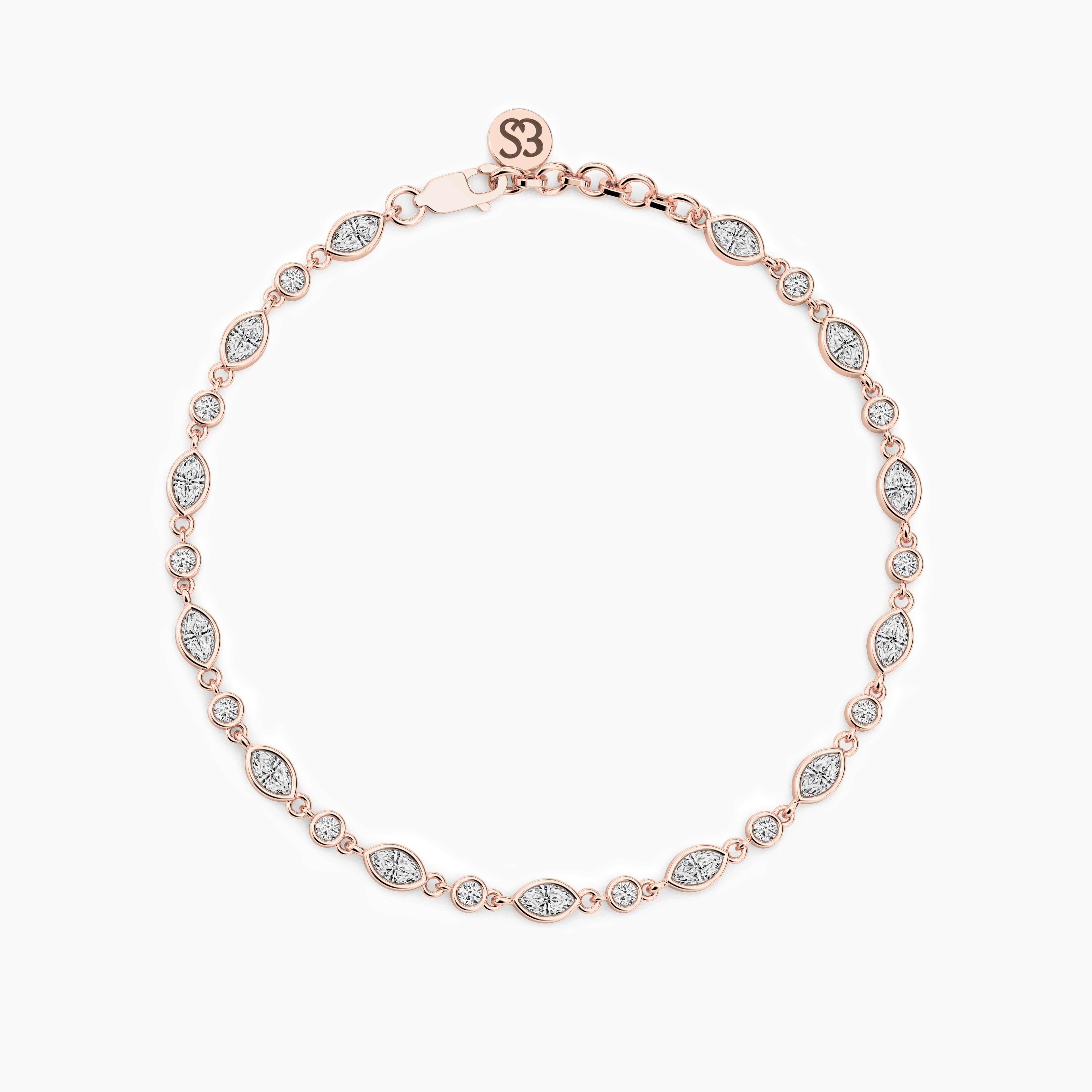 Bezel Set Marquise Diamond Tennis Bracelet for Wrist