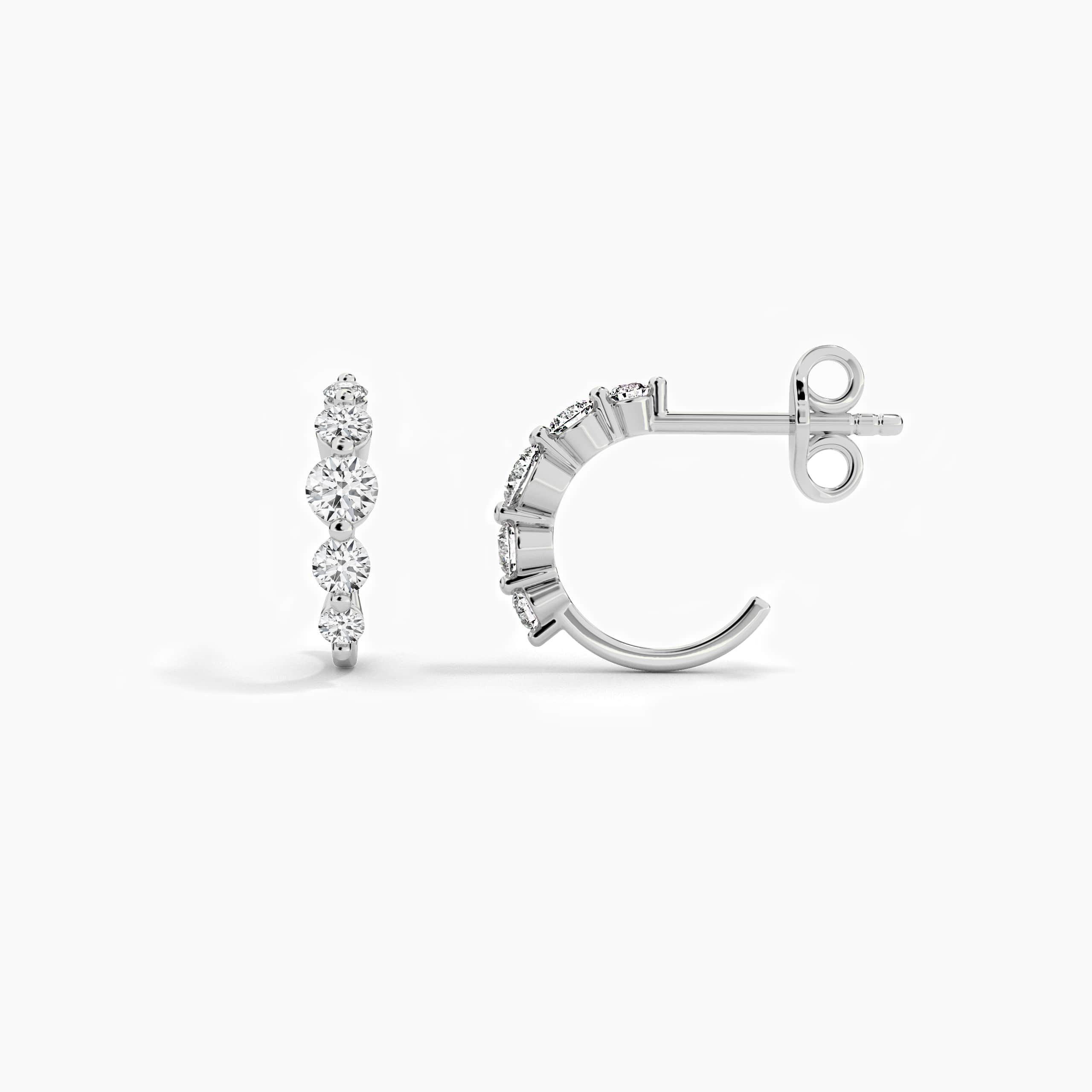 White Gold Round Cut Lab Grown Diamond Engagement Huggie Earring