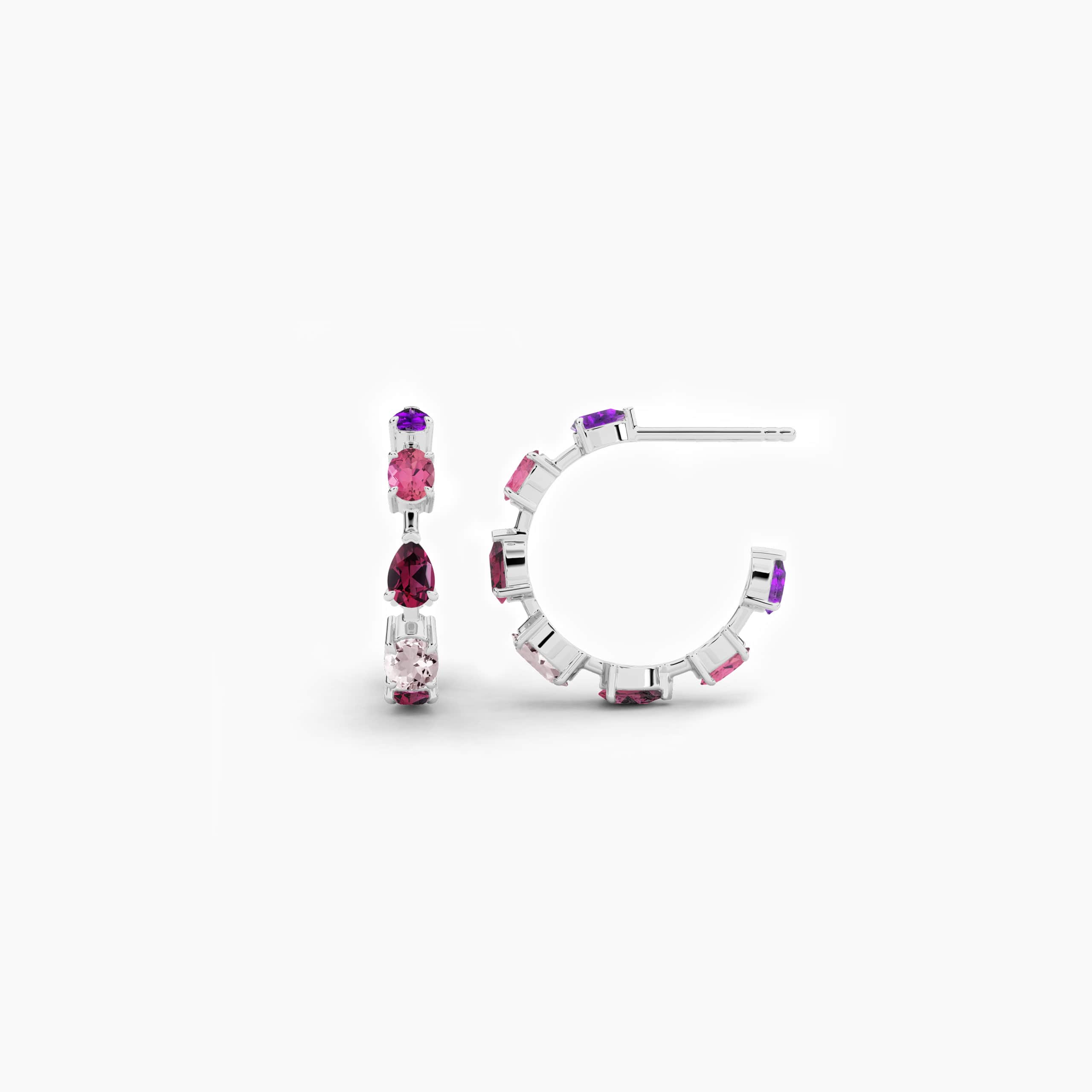 multi colored gemstone hoop earrings