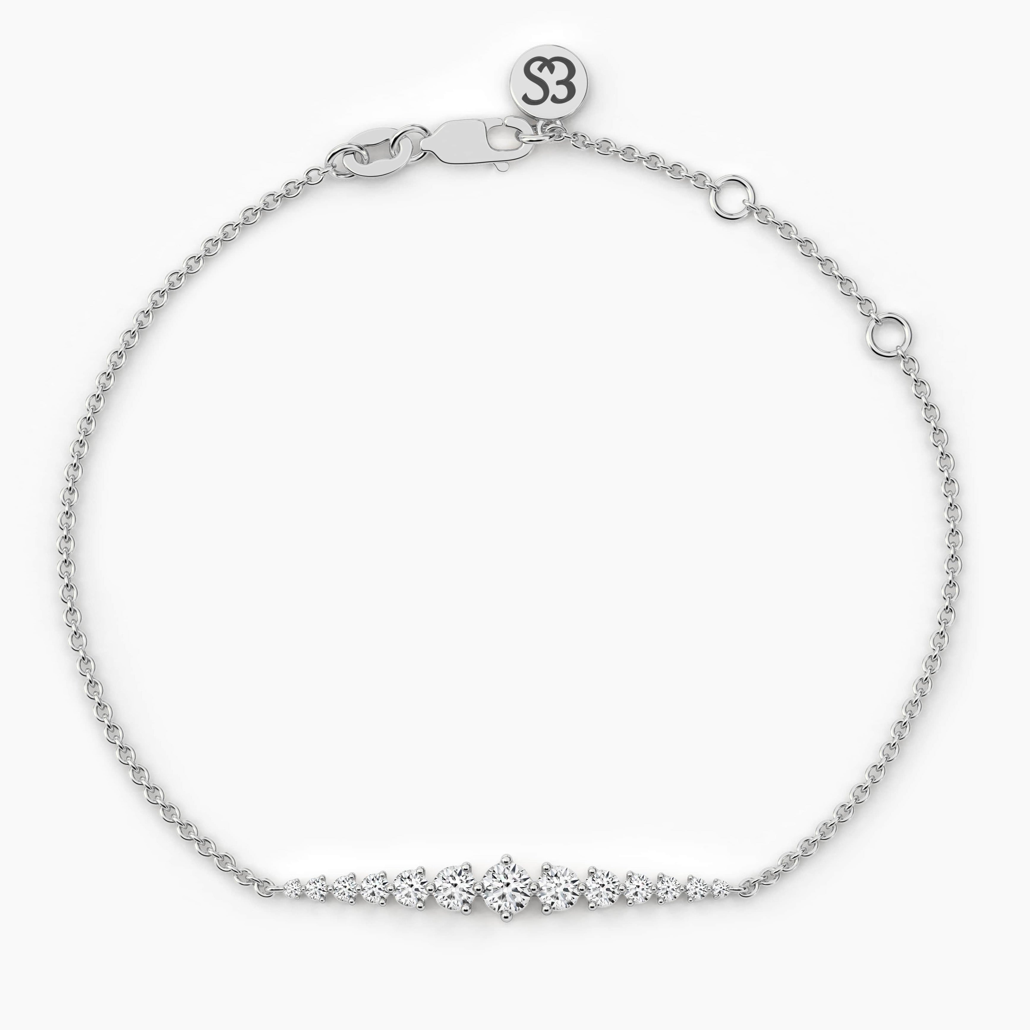  Round Shape Moissanite Diamond Chain Bracelet For Woman In White Gold 