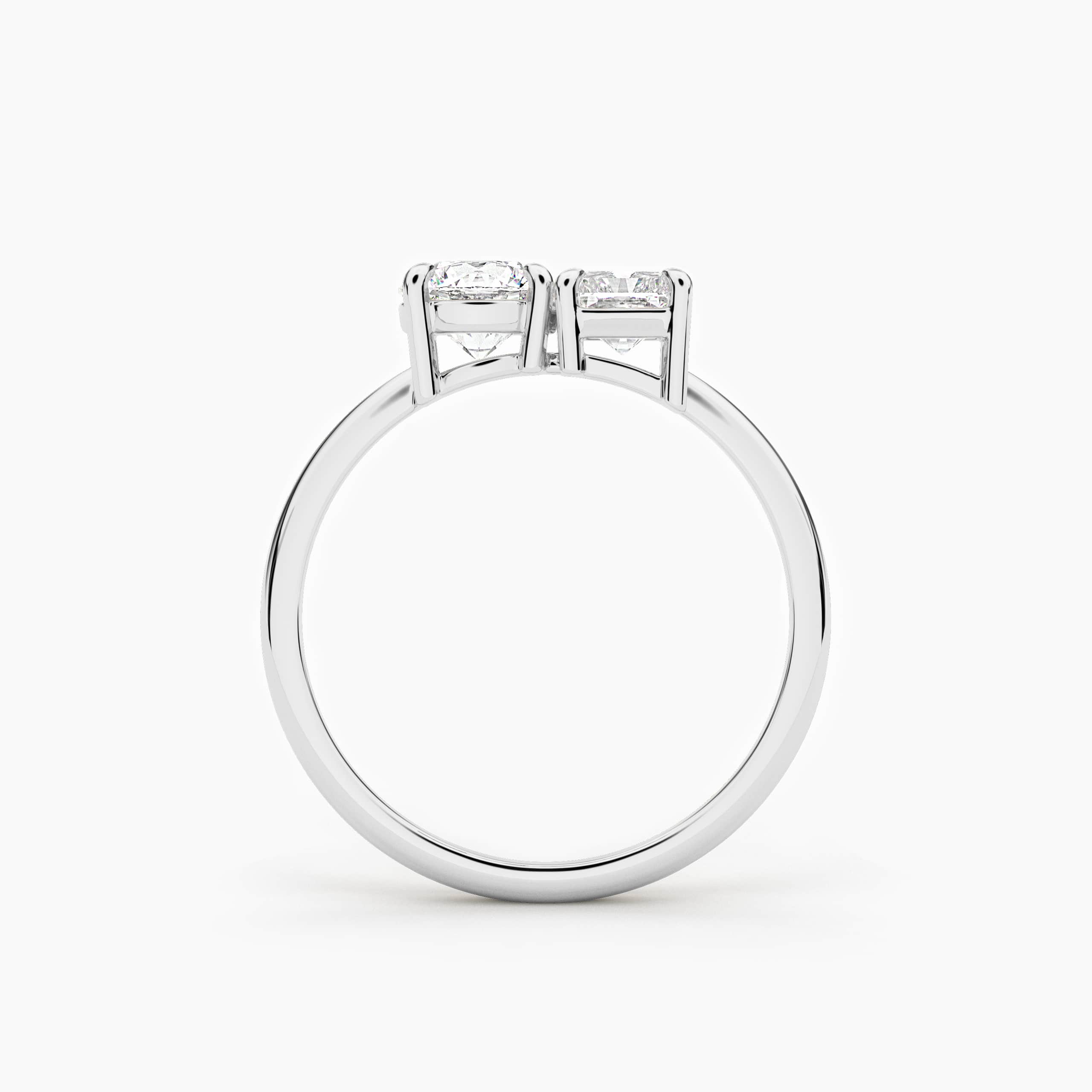 Toi Et Moi Ring Radiant and Round Cut Lab Grown Diamond Engagement Ring In White Gold