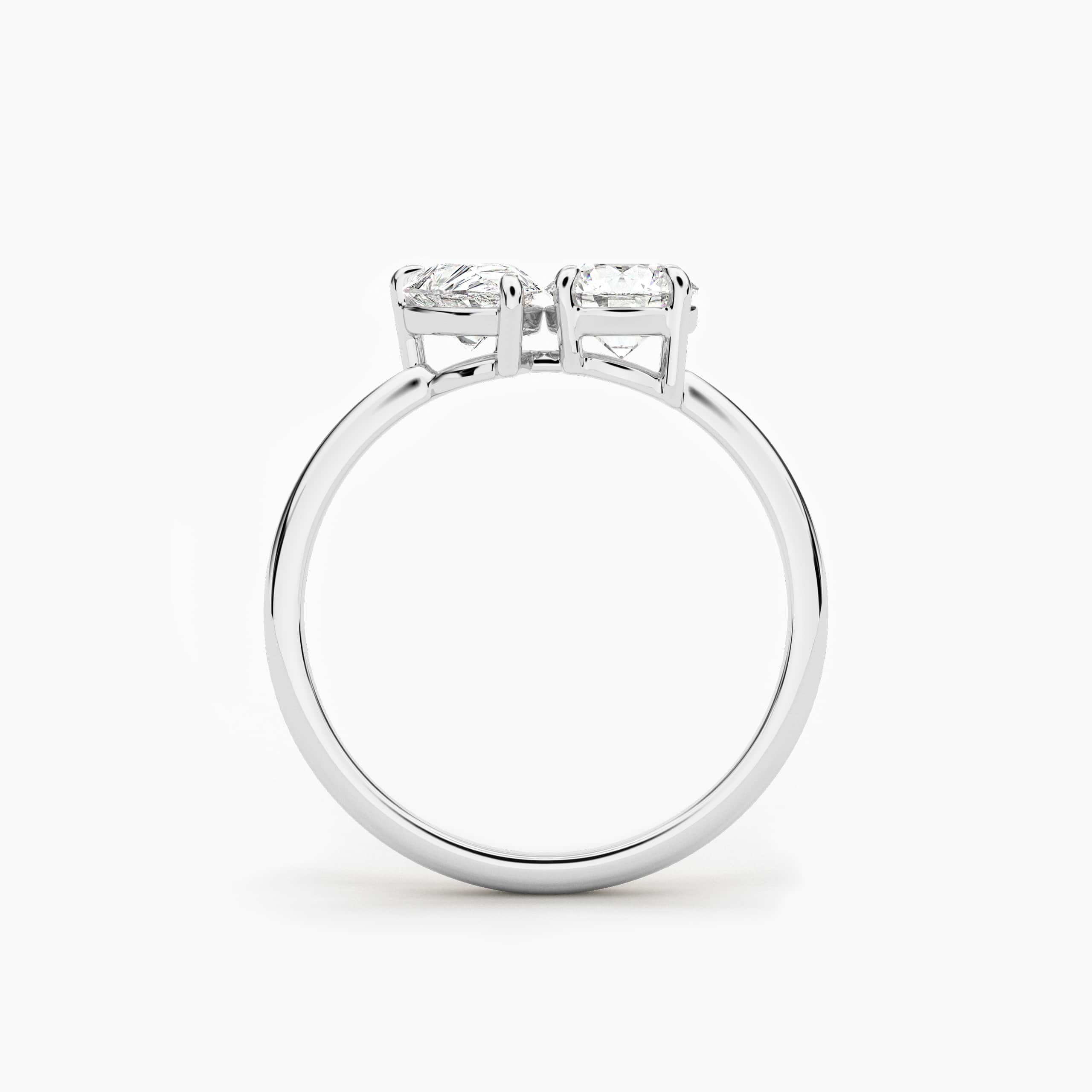 Round And Pear Cut Toi Et Moi Engagement Ring In Lab Grown Diamond In White Gold