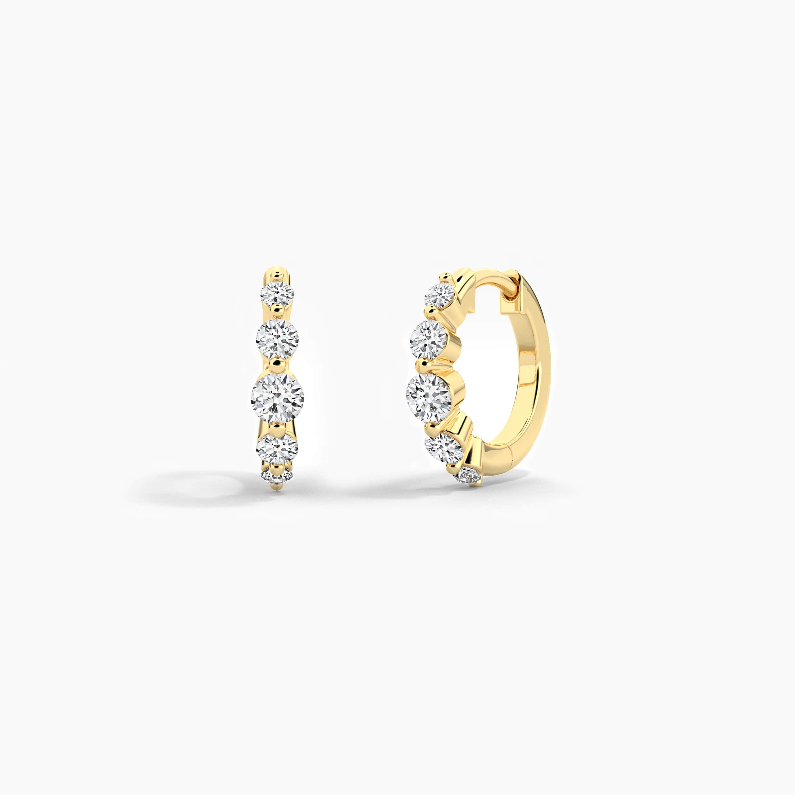 Yellow Gold Round Moissanite Diamond Hoop Earring For Woman 