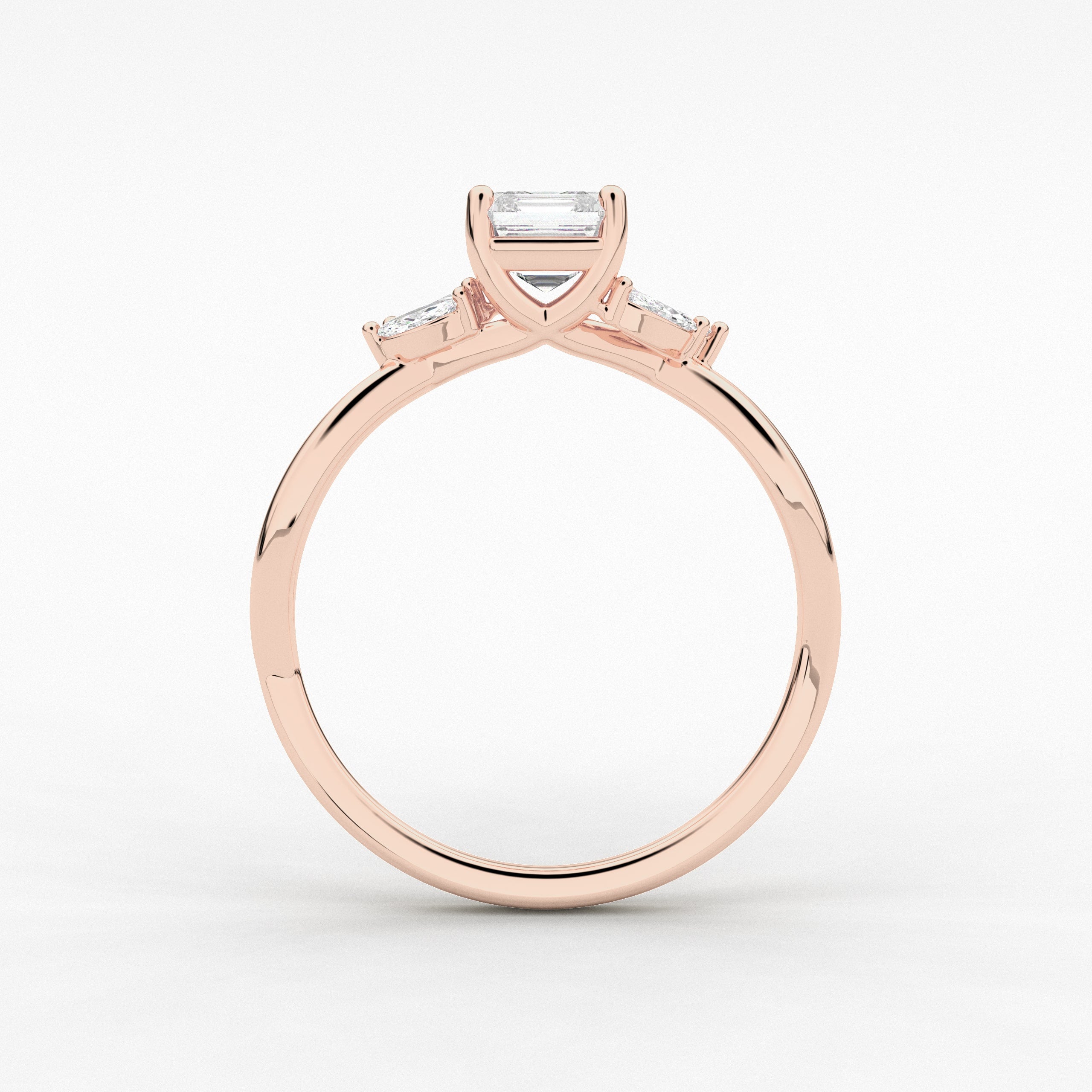 Rose Gold Asscher And Marquise Engagement Ring