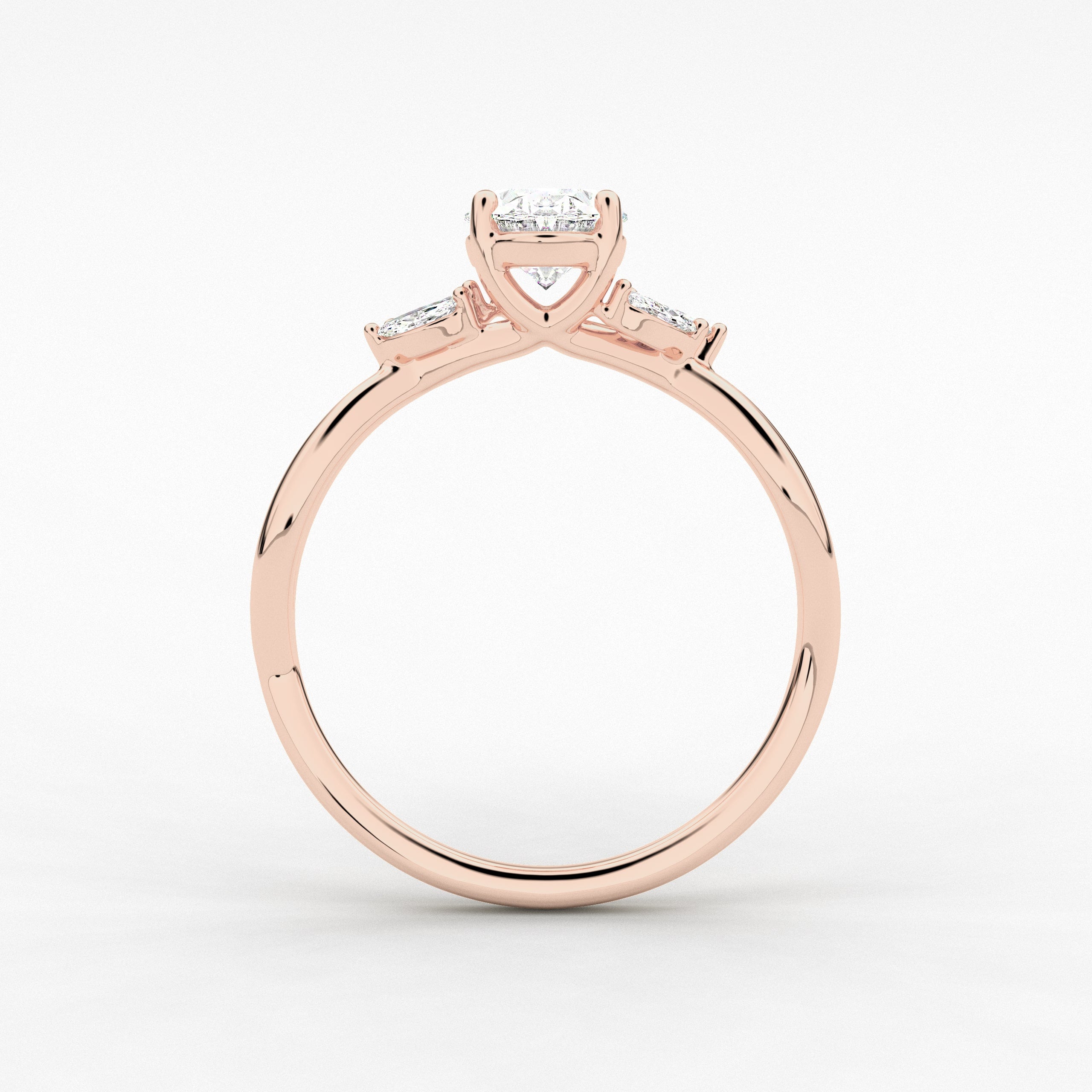 Oval Cut Nature Inspired Diamond In Marquise Cut Engagement Ring In Rose Gold 