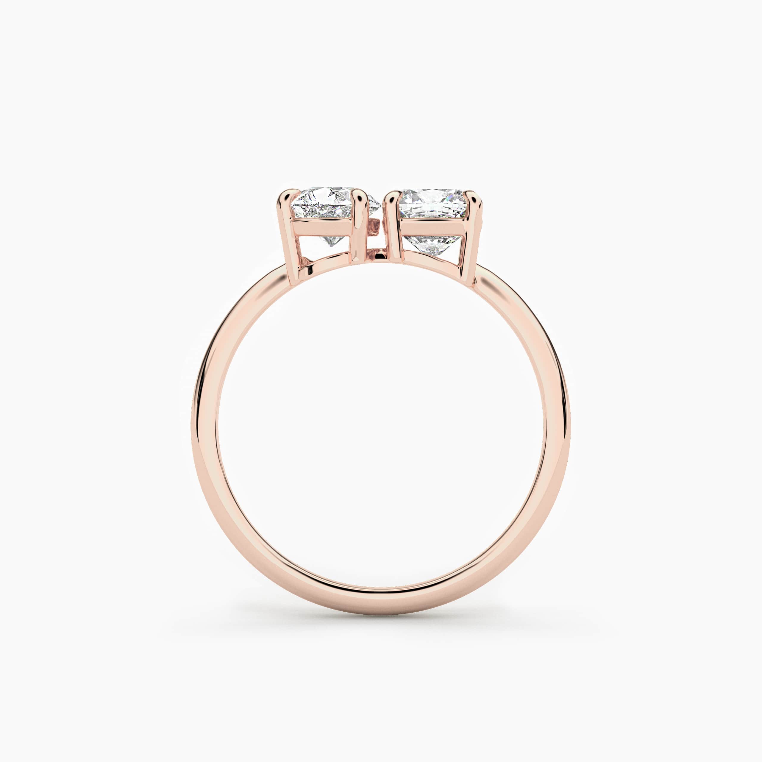 Toi Et Moi Pear And Cushion Cut Diamond Wedding Ring In Rose Gold