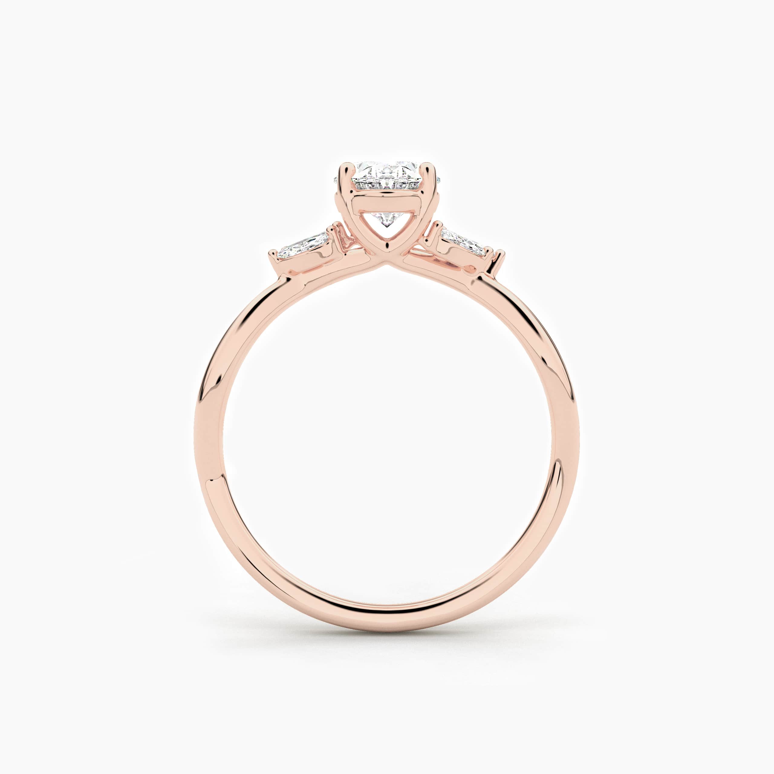 Oval Cut Nature Inspired Diamond In Marquise Cut Engagement Ring In Rose Gold