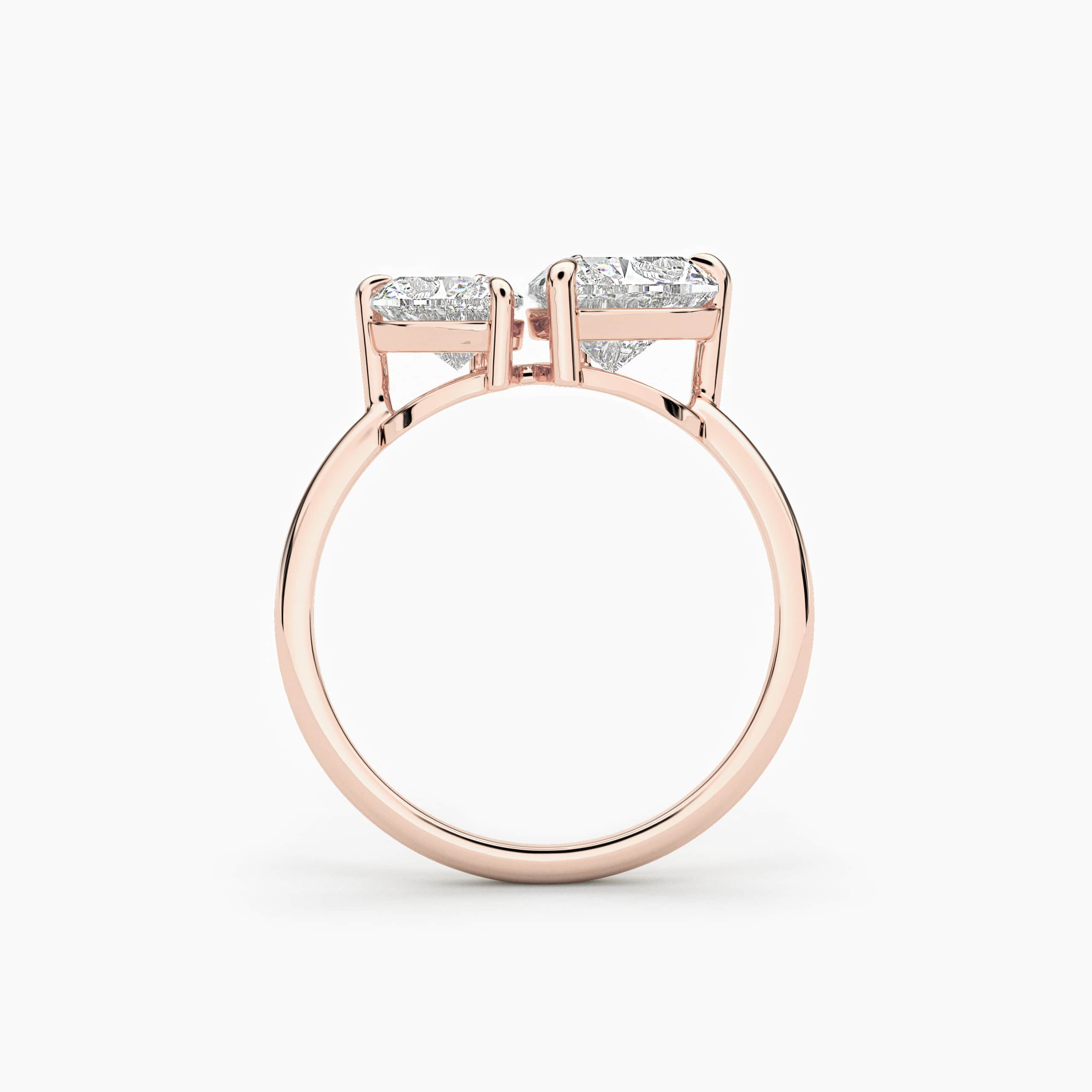 Toi Et Moi Real Diamond Ring Rose Gold Heart Cut